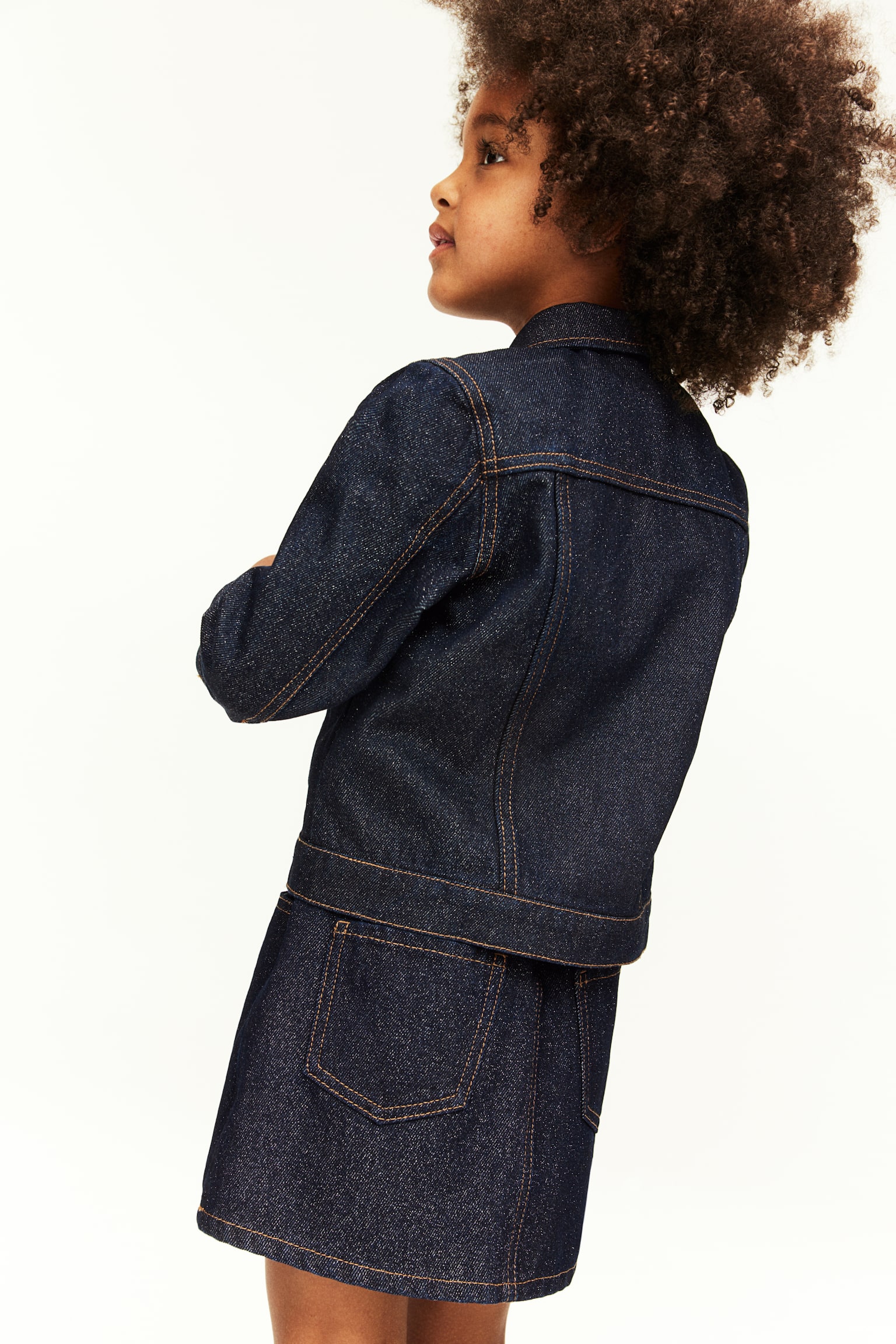 Glittery denim jacket - Dark denim blue - 4