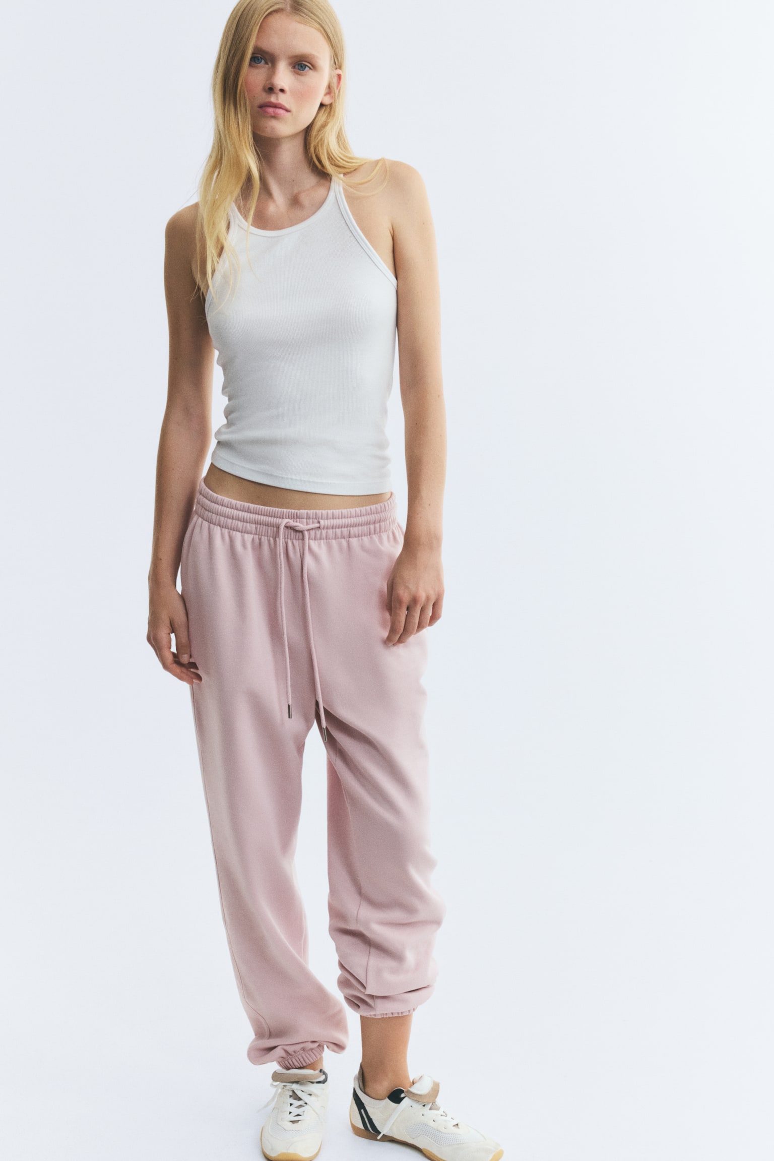 Cotton-blend sweatpants - Light dusty pink/Black/Light grey marl/Light yellow/Light beige - 1