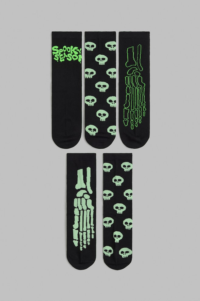 5-pack socks - Black/Skeleton/Green/Dinosaurs - 1