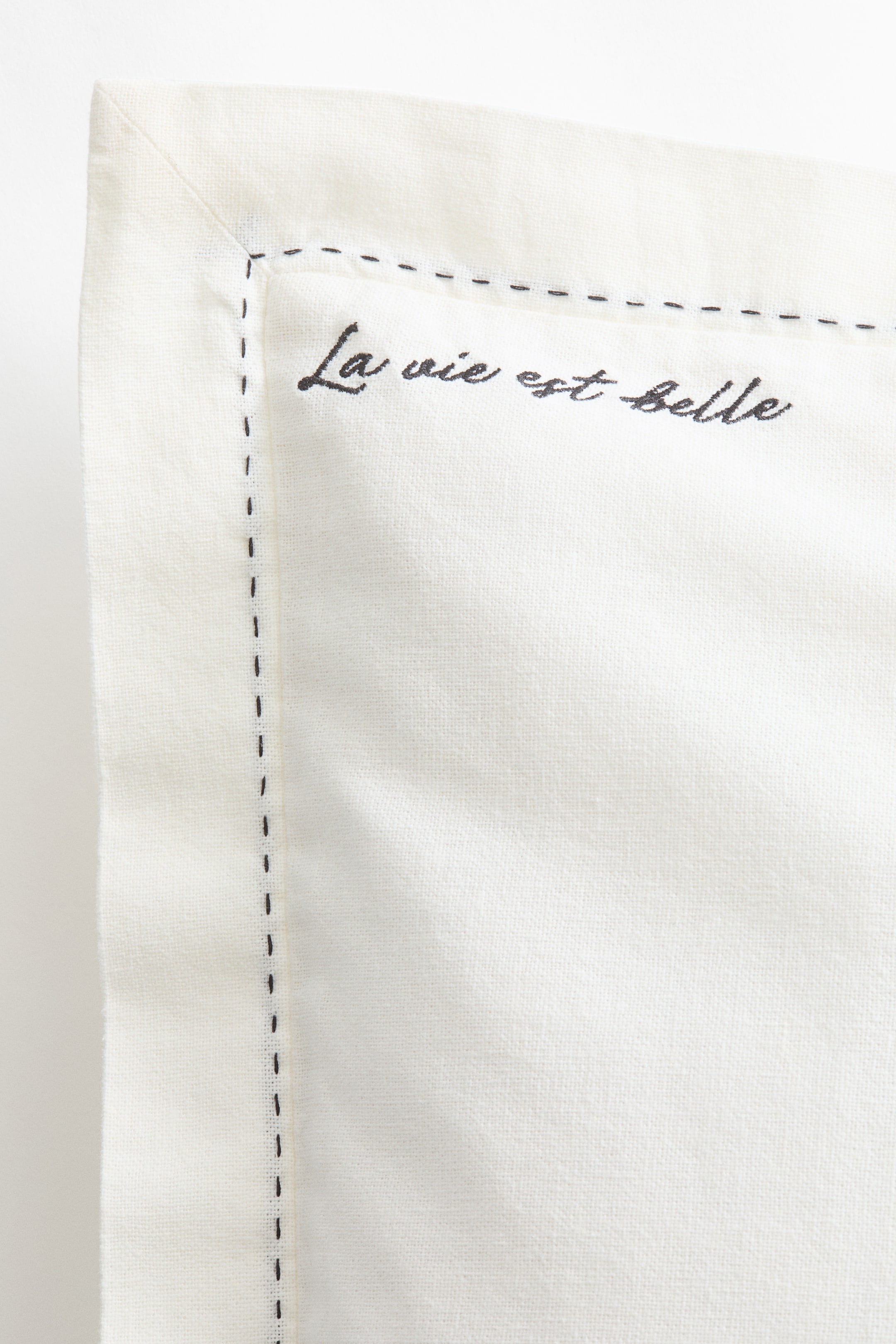 Embroidered-Detail Linen-Blend Cushion Cover