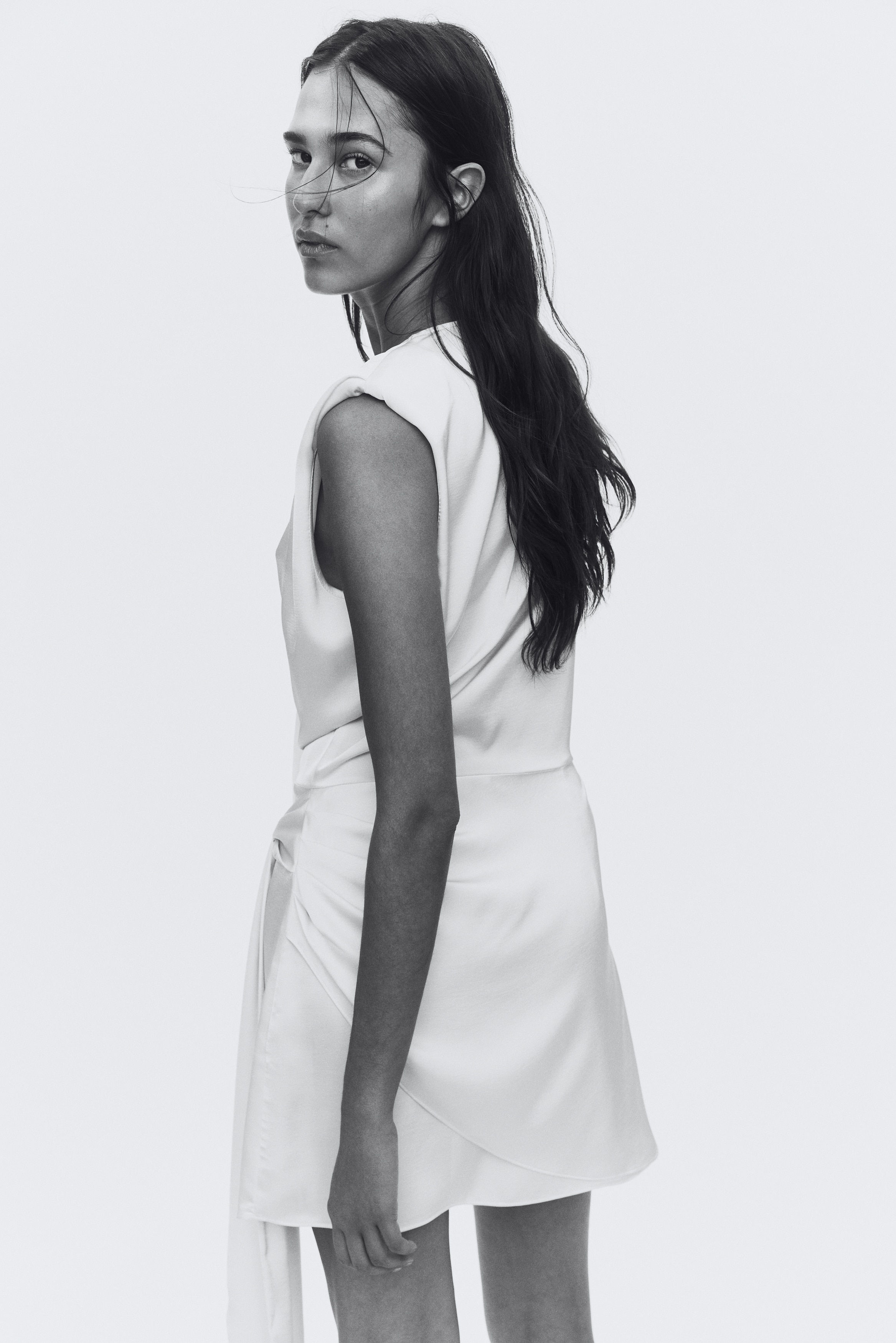 satin wrap dress h&m H&M + Long Satin Wrap-front Dress