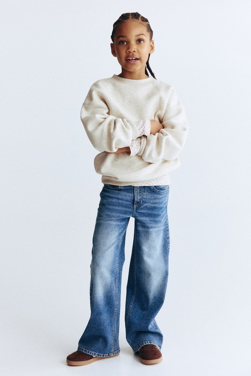 Jeans Bambini E Ragazzi Gamba Larga - Pantaloni Dritti In Poliestere, Stile Casual E Comodi