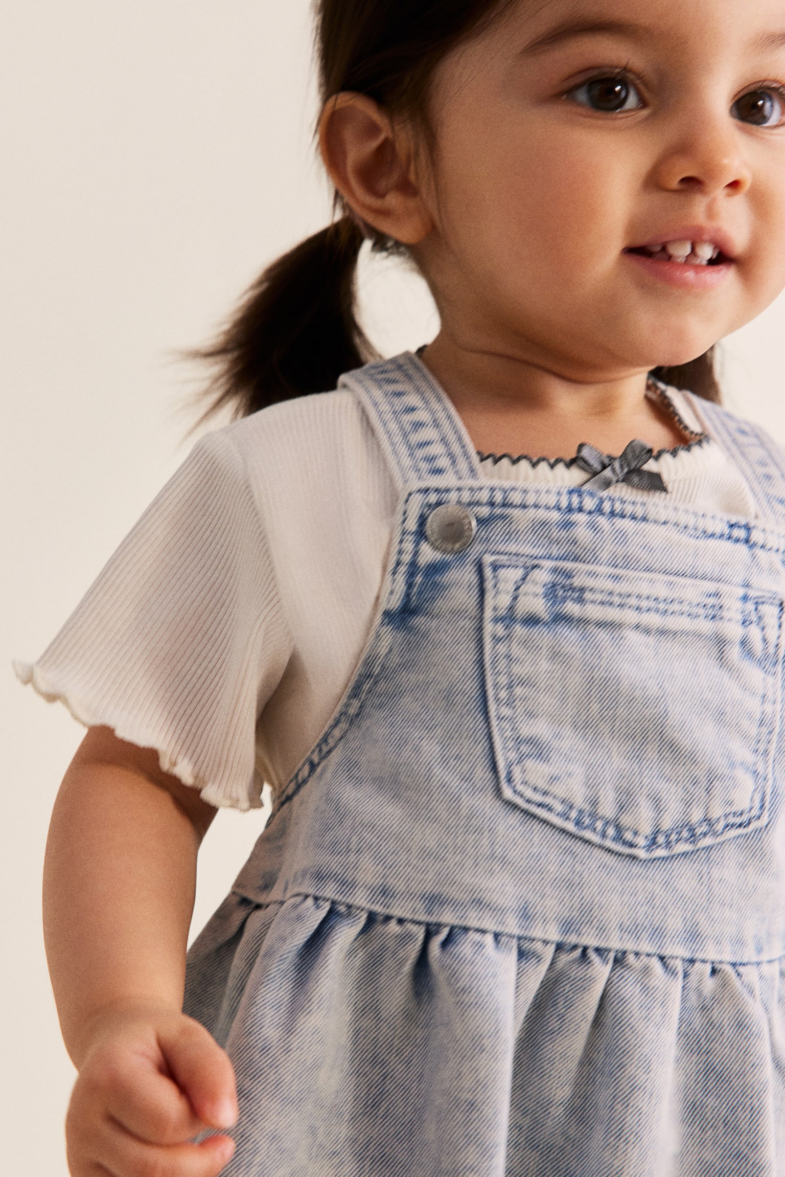 Dungaree Dress - Light denim blue/Dark denim blue/Denim blue/Cream/Flowers/Blue/Stripe - 4