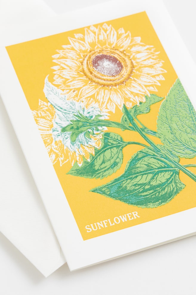 Greeting card with envelope - Yellow/Sunflower/Yellow/Flowers/White/Heart/Green/Birthday flowers/dc/dc - 2