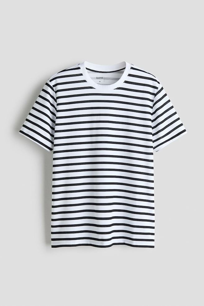 Cooling Regular Fit T-Shirt - White/striped/Black/Dark brown/White/Light gray melange/Dark brown - 1