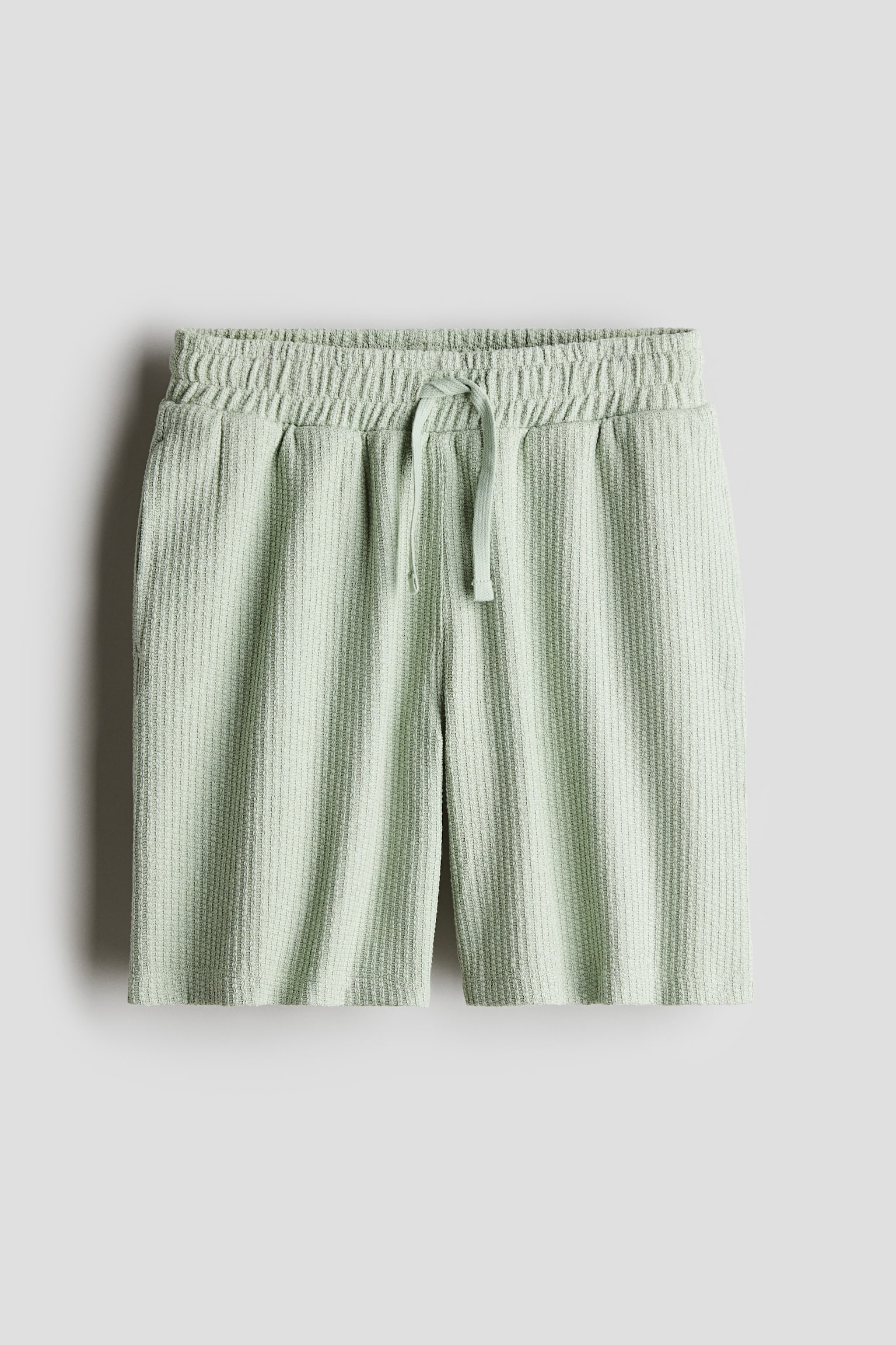 Textured-knit shorts - Light dusty green/White/Brown - 1