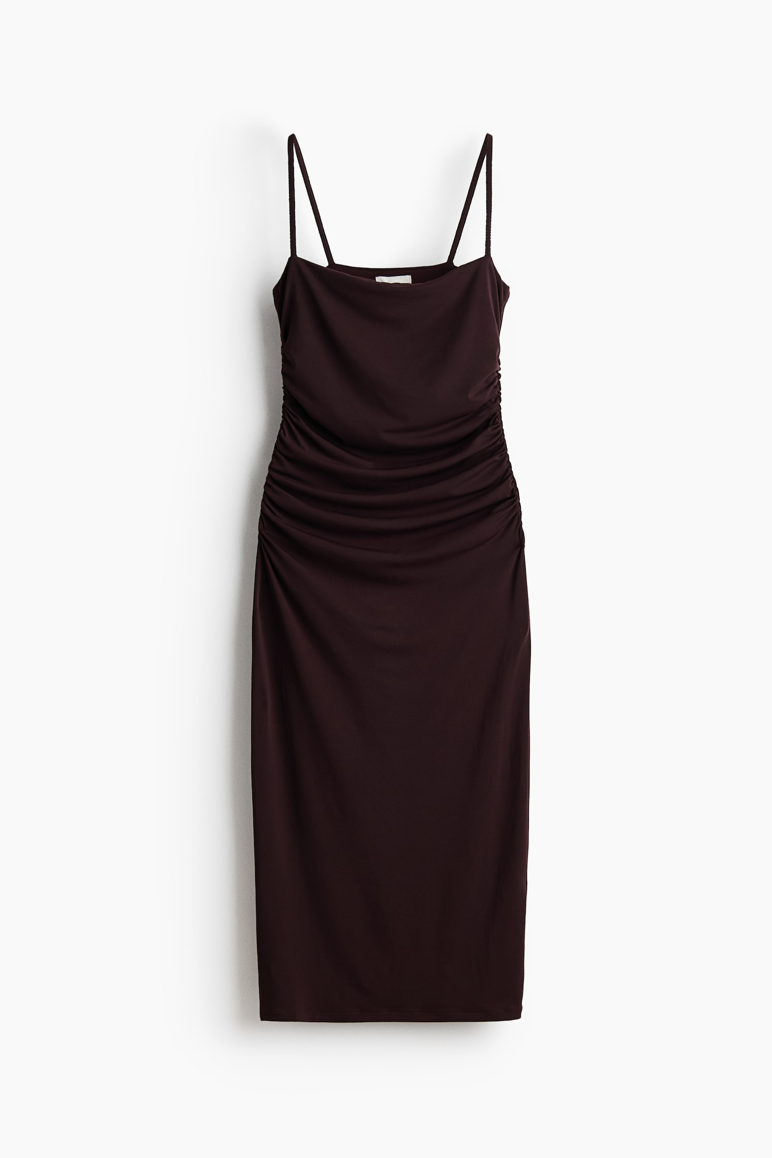 Gathered strappy dress - Dark brown - 1