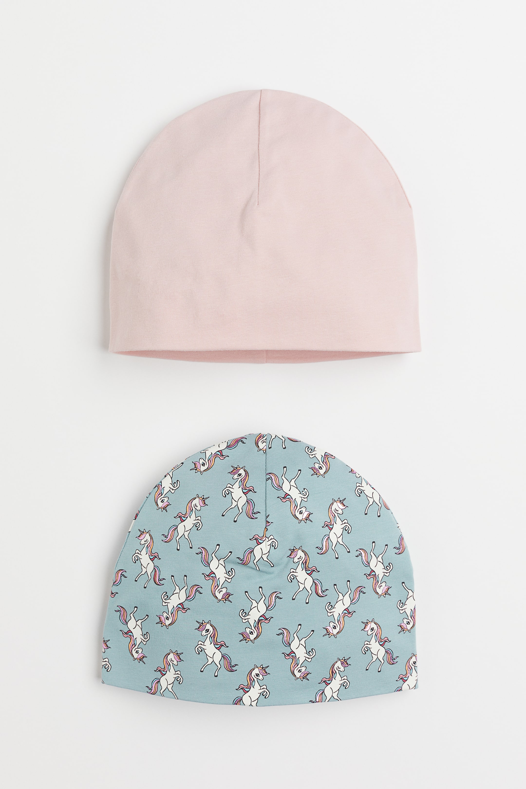 Xem ảnh lớn hơn: Bộ 2 mũ cotton jersey - Màu hồng nhạt/Ngựa một sừng - Kids | H&M VN 1