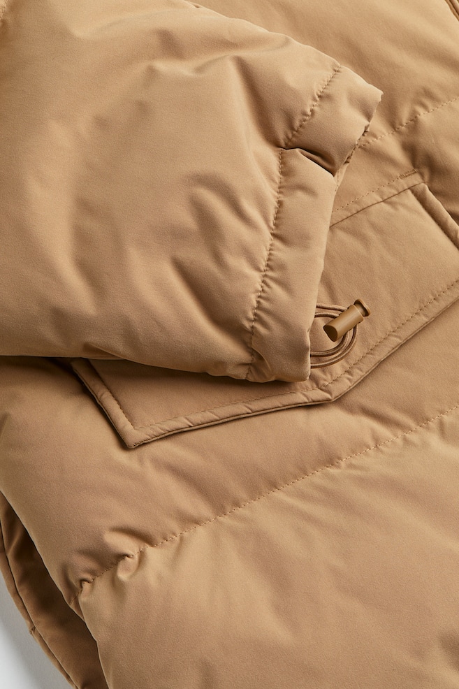 Teddy-collar down puffer jacket - Dark beige - 3