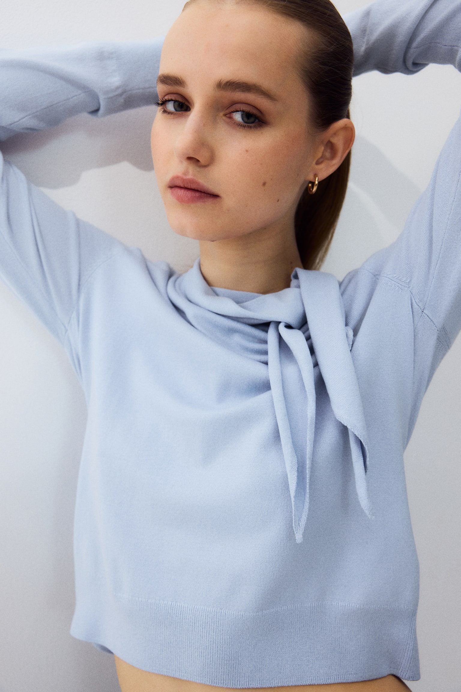 Scarf-collar jumper - Світло-блакитний/Темно-синій - 1