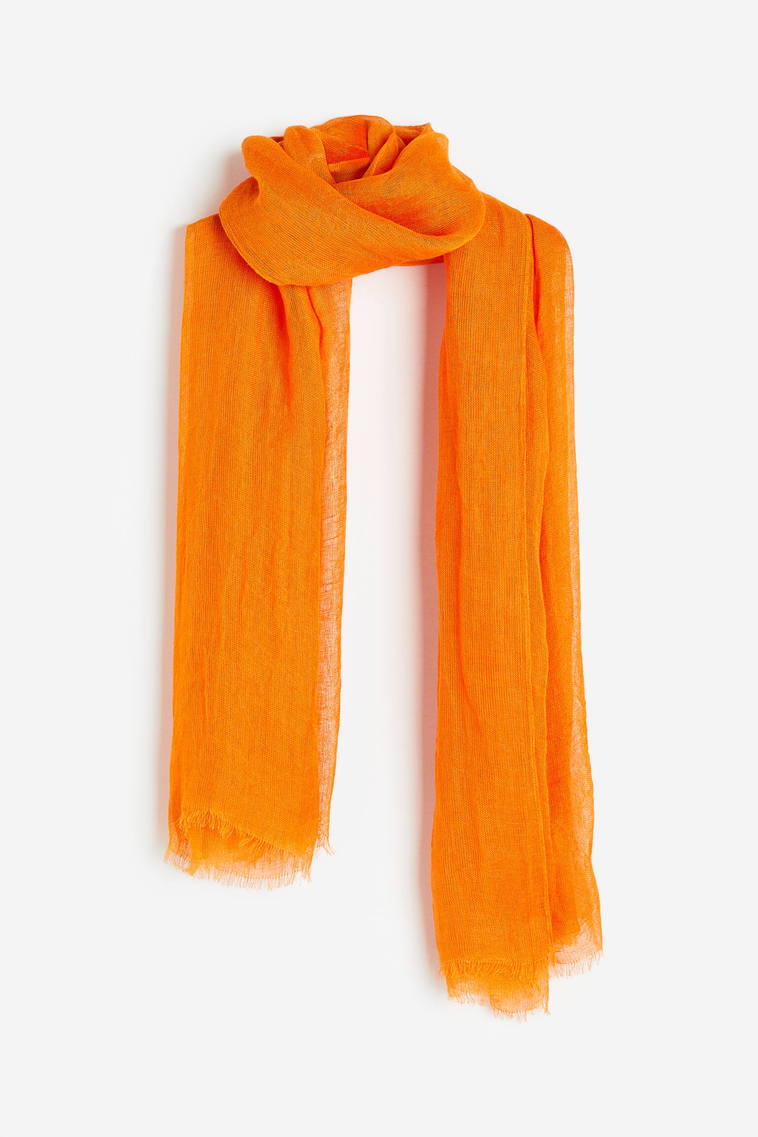 Linen Scarf - Orange/Black - 1