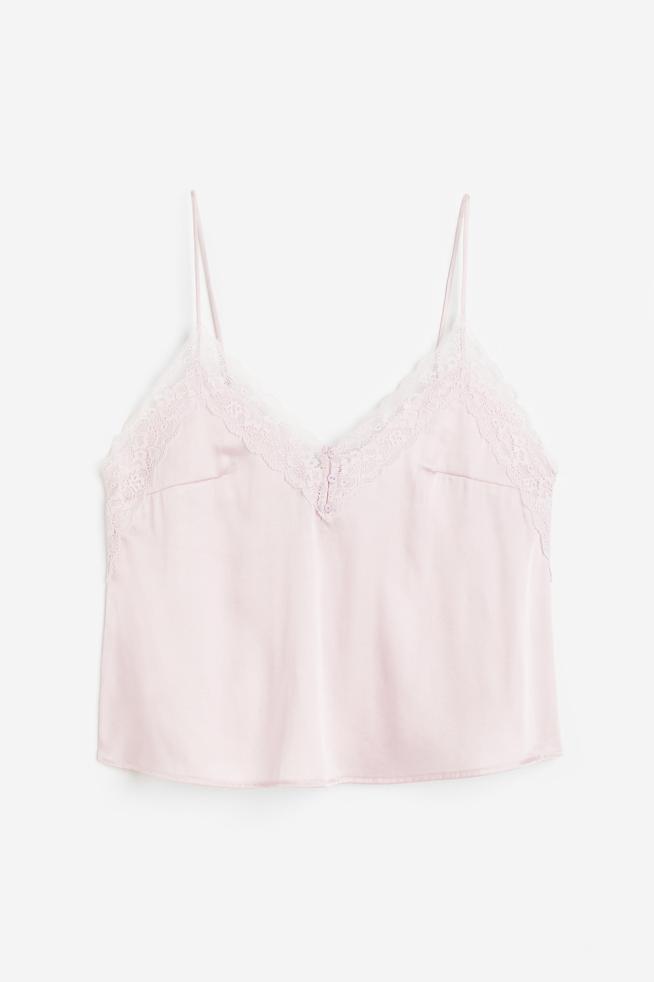 Lace-trimmed Satin Camisole Top - Light pink - Ladies | H&M US