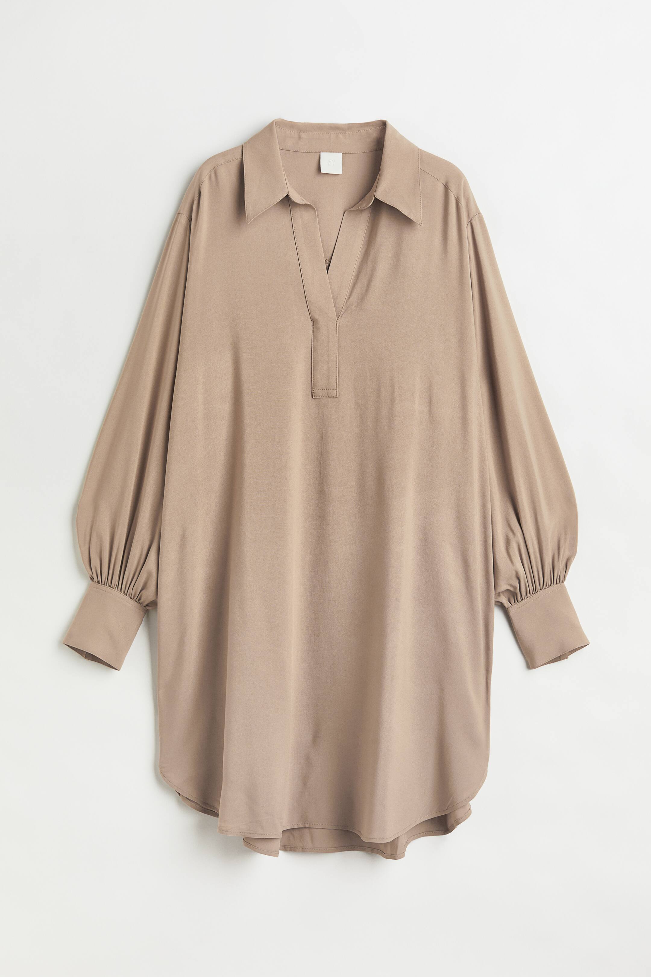 Xem ảnh lớn hơn: Váy sơ mi tay bóng bay - Màu be - Ladies | H&M VN 1