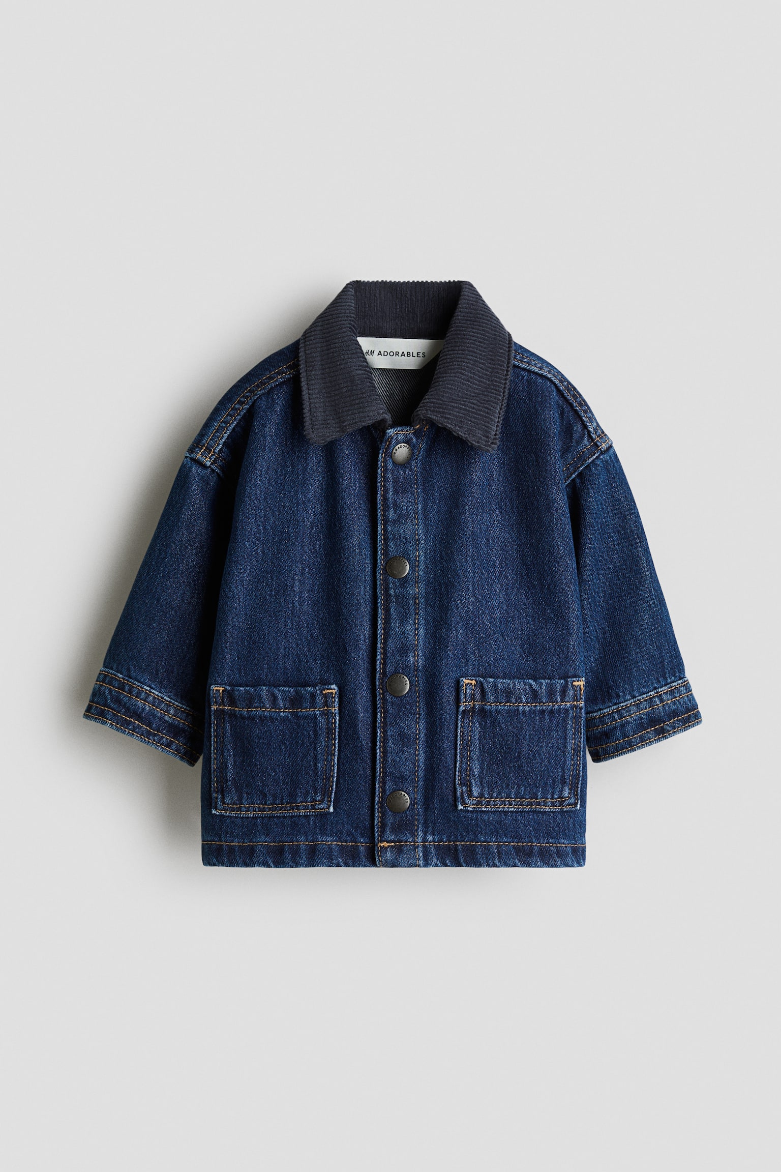 Детская куртка H&M Denim Jacket with Corduroy Collar, цвет: Тёмный джинсовый синий — фото 1