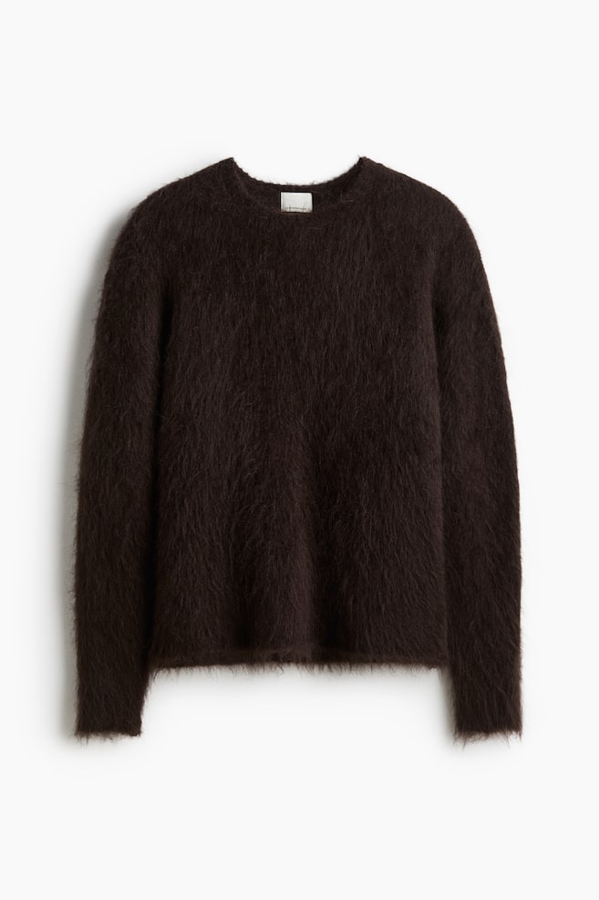 Pull en mohair mélangé - Marron foncé/Crème/Rouge/Vert menthe/Gris chiné - 1