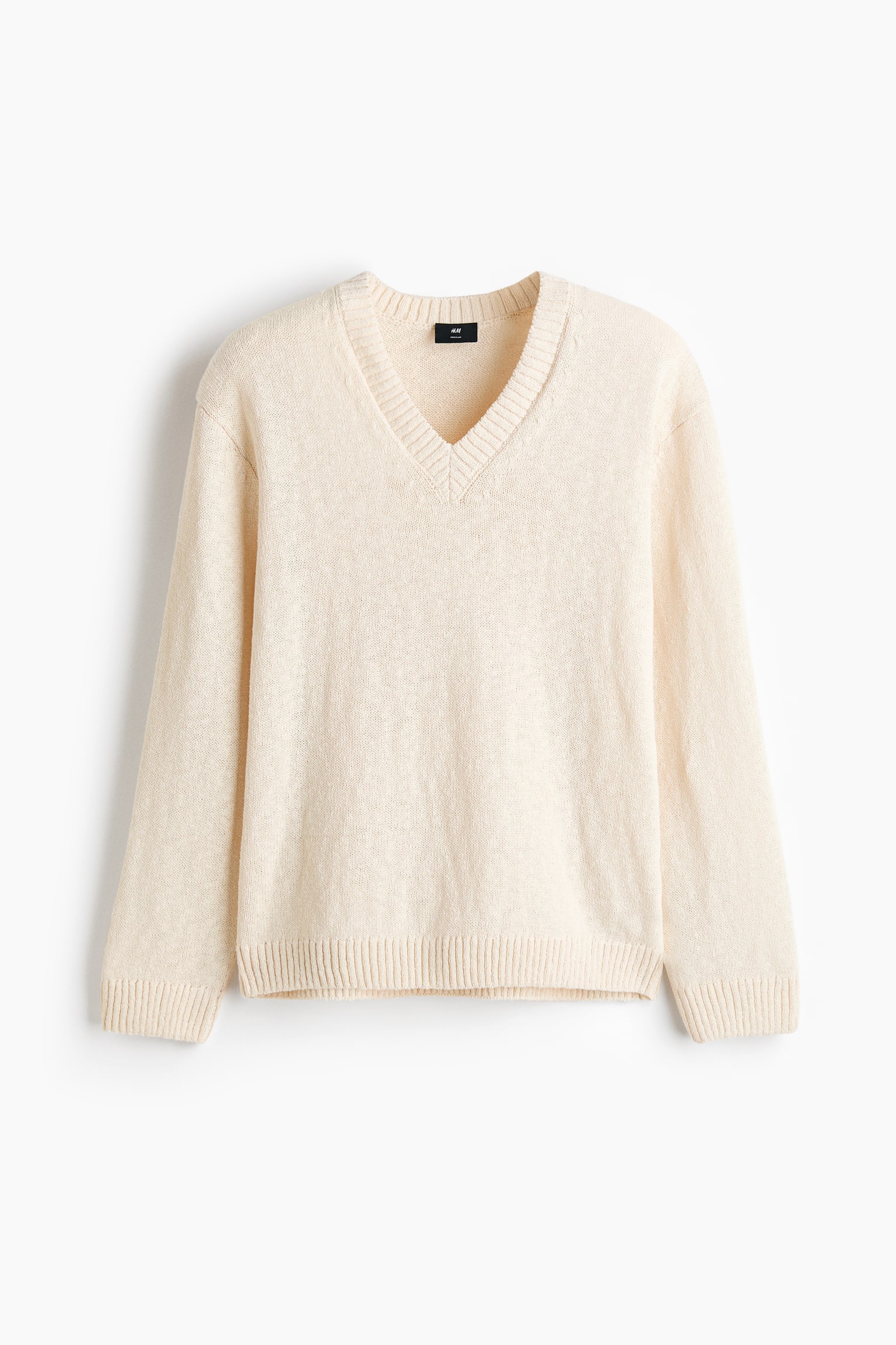 Stickad tröja Regular Fit - Ljusbeige/Svart