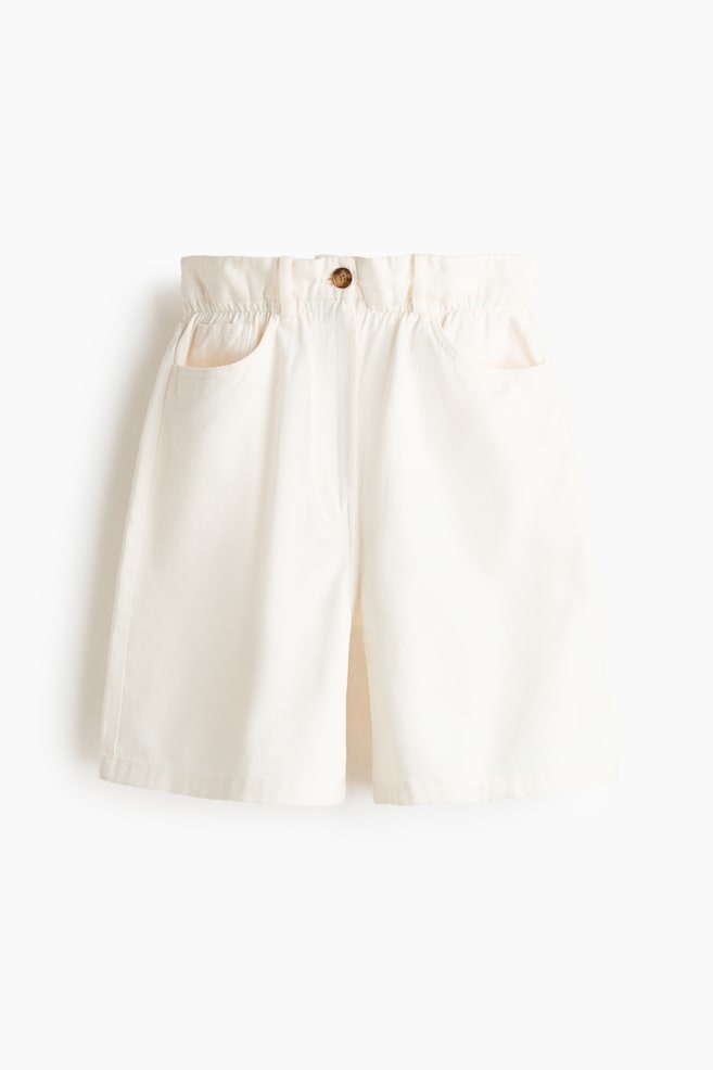 Paper-Bag Bermuda Shorts - Cream/Beige - 1