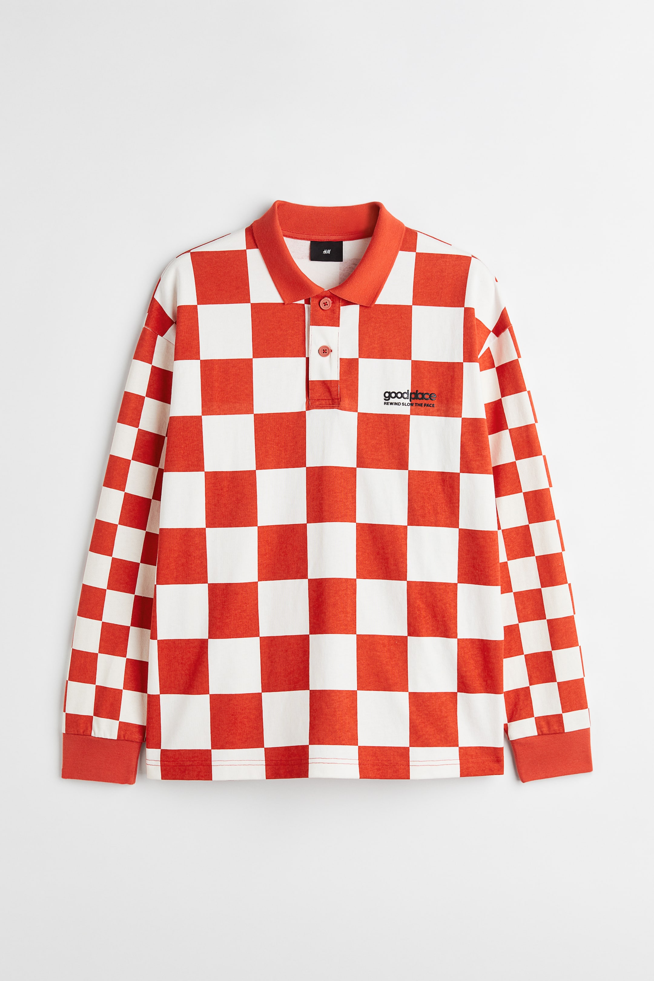 Xem ảnh lớn hơn: Áo rugby vải cotton - Màu cam/Kẻ ca rô - Men | H&M VN 1