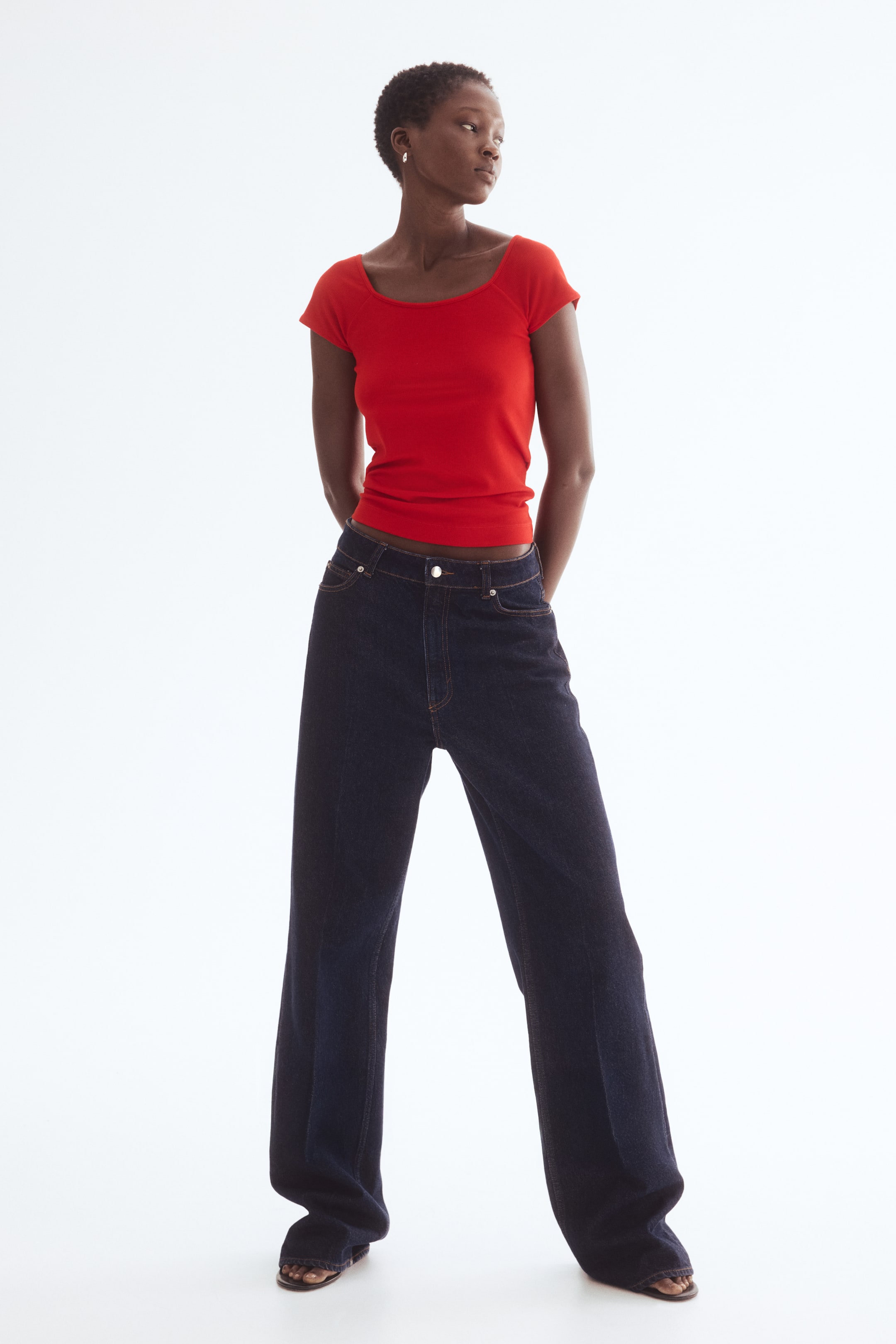 View larger image: Ribbed Top - Red - Ladies | H&M US 2