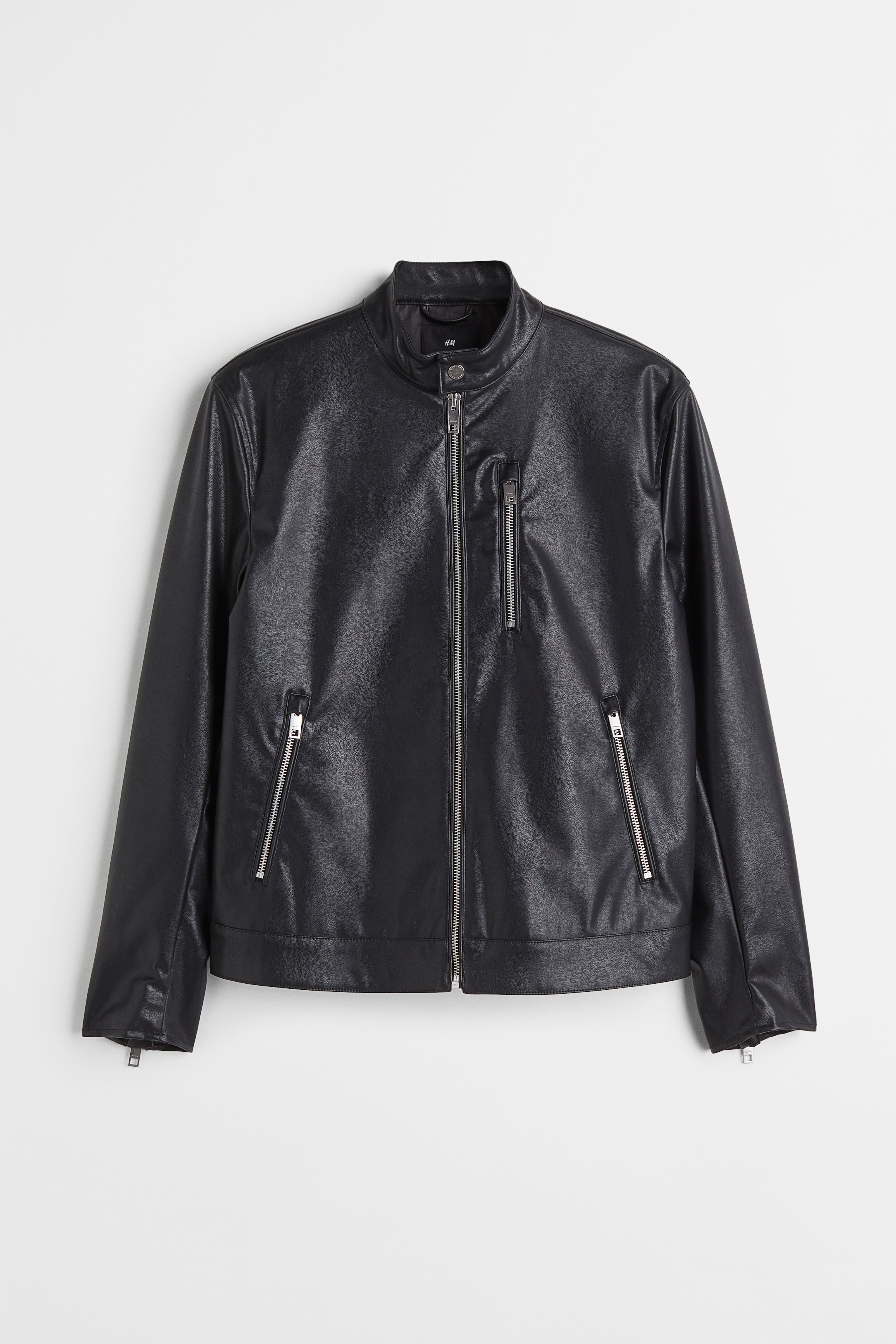 Men H&M Black Biker 2024 Jacket