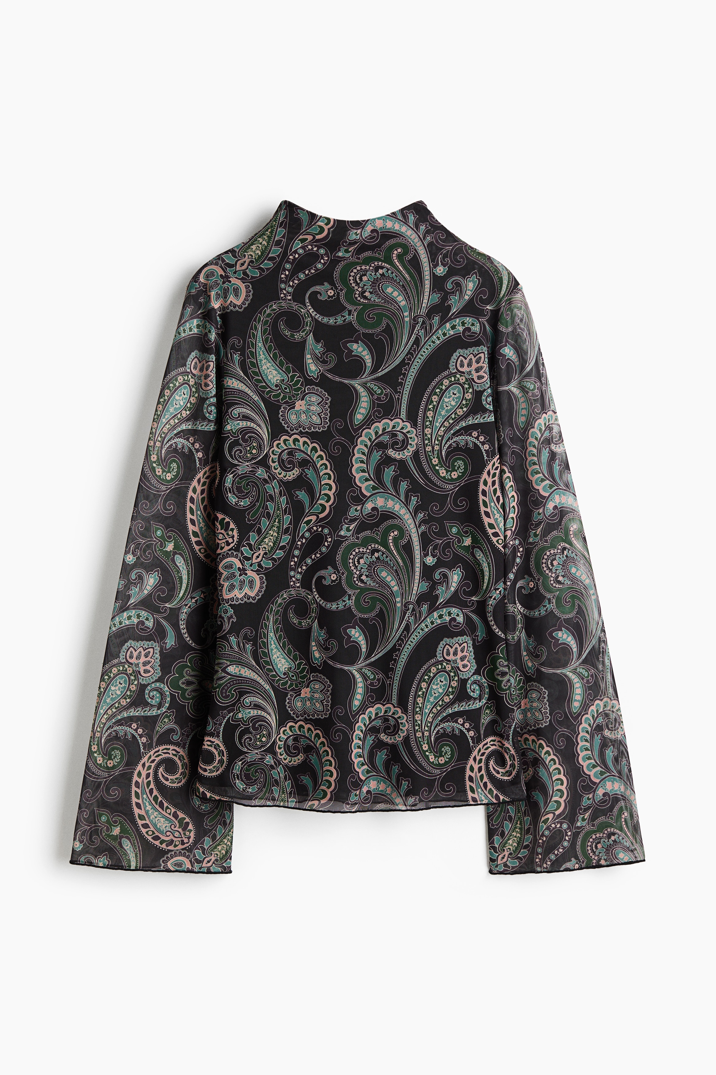 Tričko zo sieťoviny - Tmavohnedá/kašmírový vzor