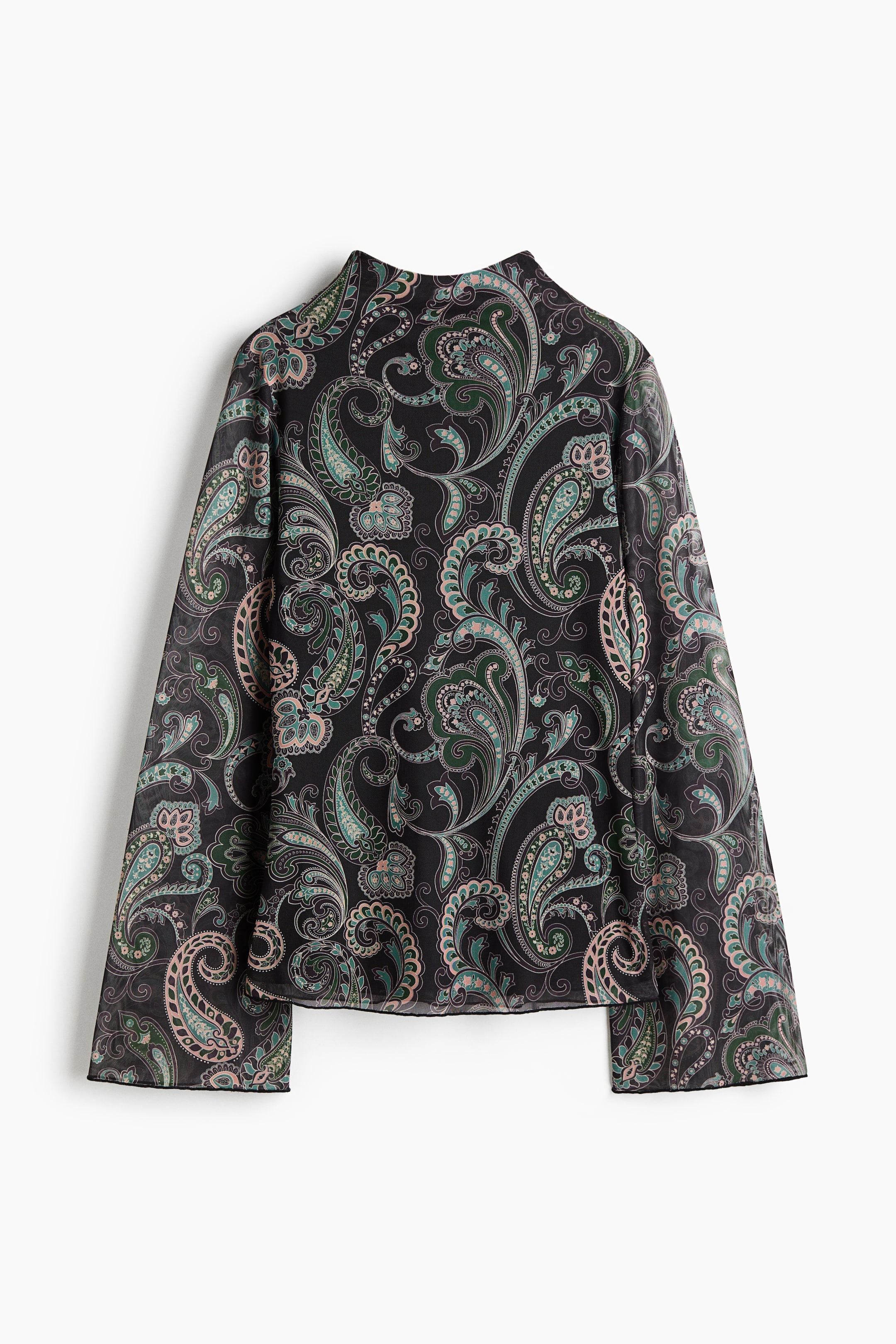 Преглед на по-голямо изображение: Блуза от мрежеста материя - Тъмнокафяв/С пейсли десен - ЖЕНИ | H&M BG 4