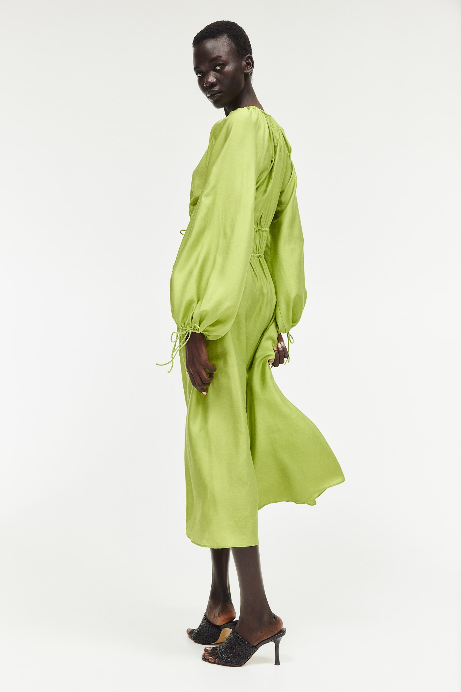 Robe oversize avec cordons de serrage - Vert lime/Blanc/noir/fleuri/Rouge/motif - 3