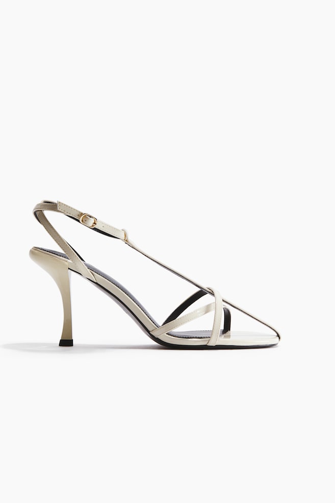 Sandales à talon avec brides fines - Jaune pâle/Rouge vif/Vert kaki foncé - 1