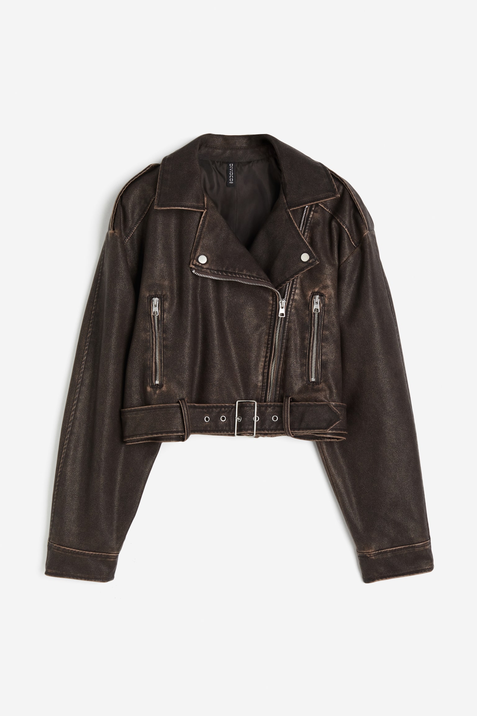 Coated Biker Jacket - Dark brown - 2