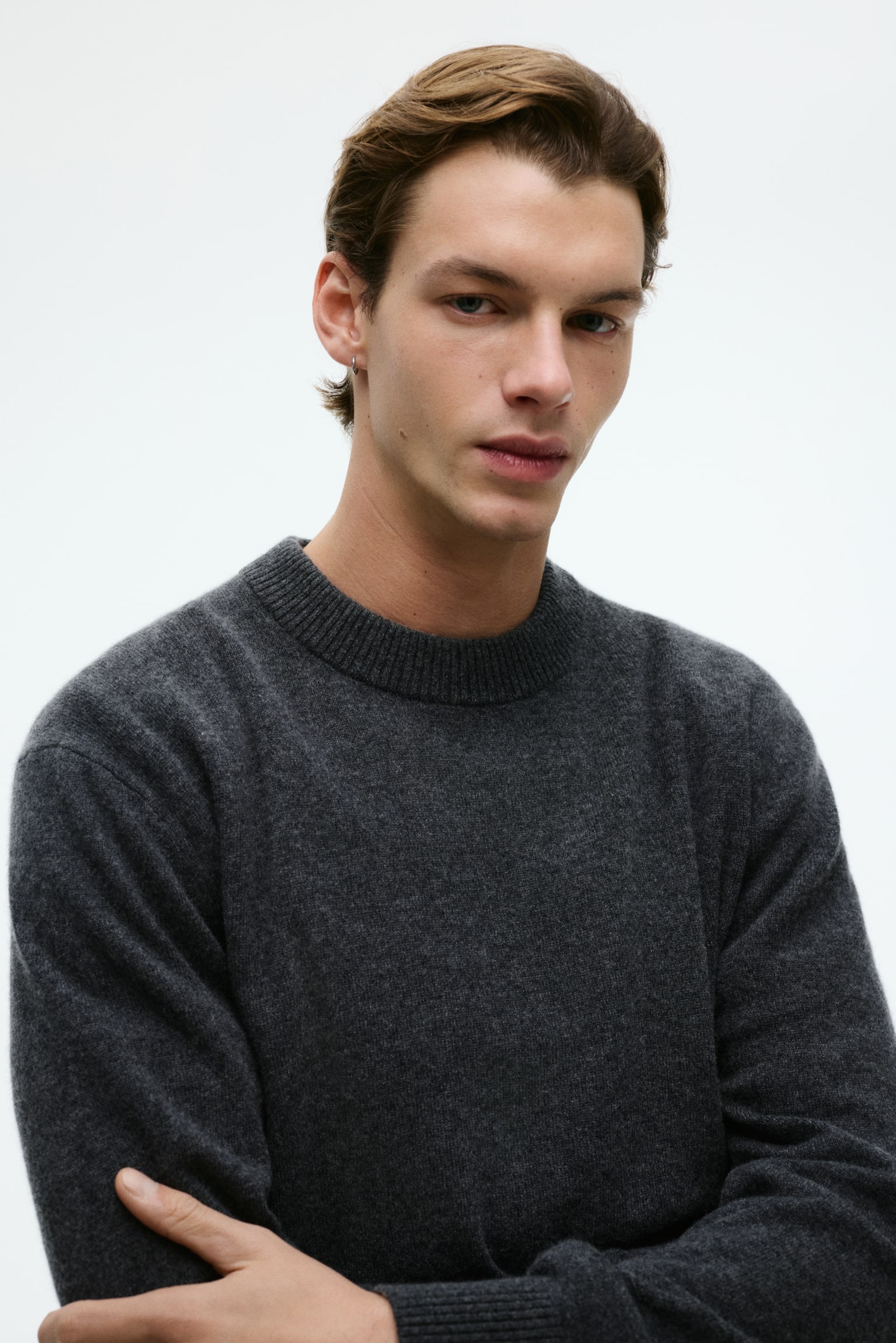 Kašmírový pulóver Regular Fit - Tmavosivá/Čierna - 3