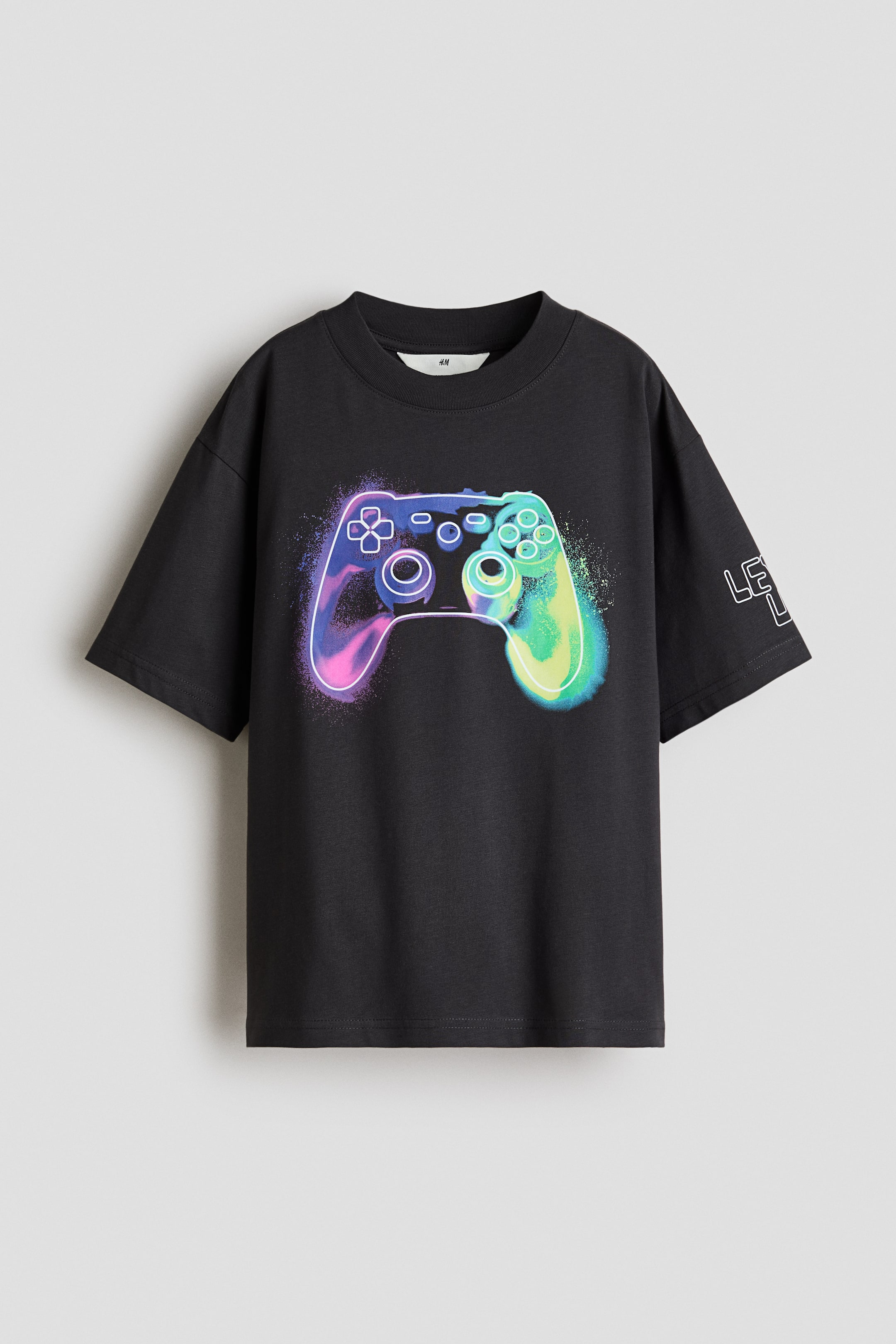 View larger image: Loose-fit printed T-shirt - Black/Gaming - Kids | H&M 1