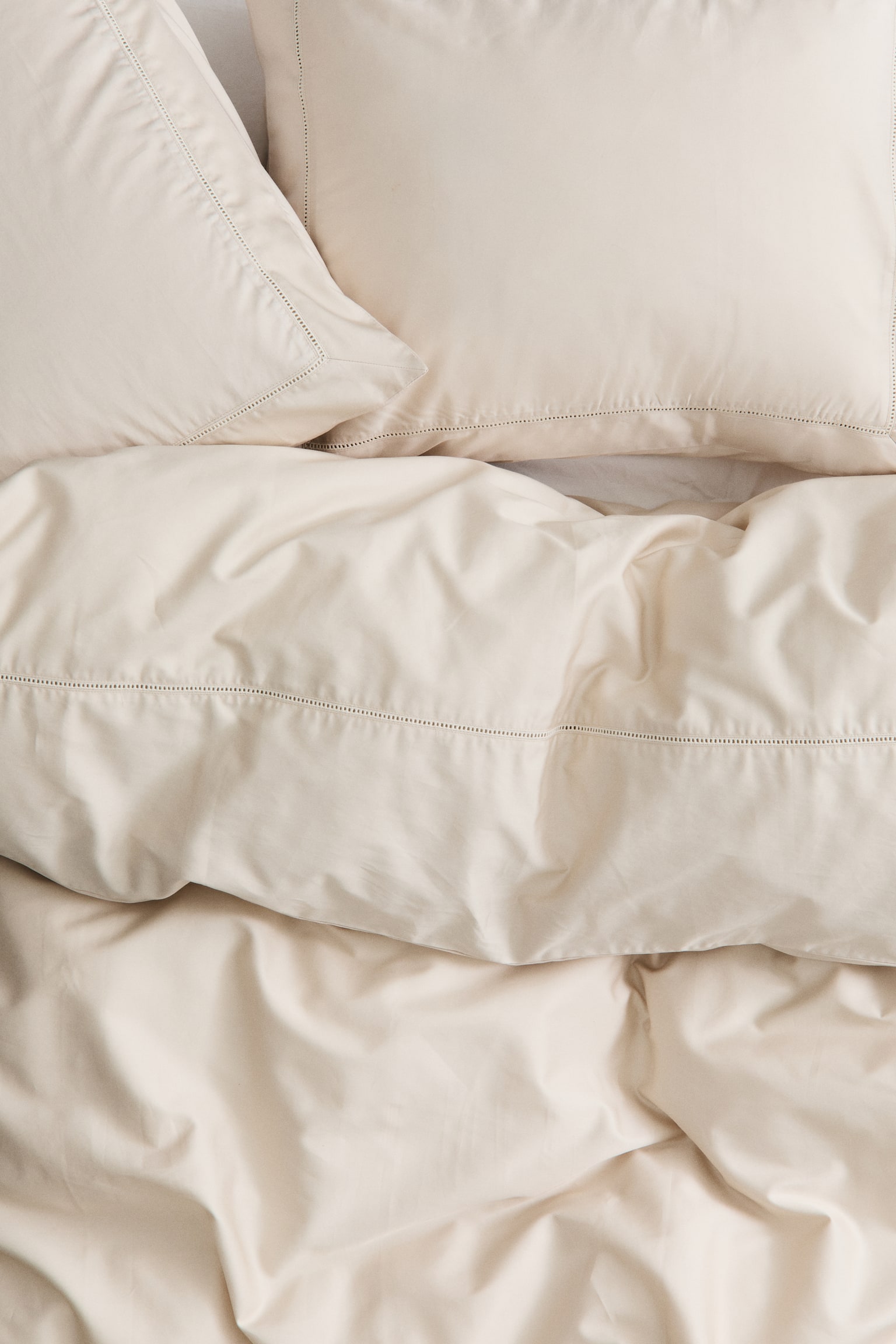 Egyptian cotton double/king duvet cover set - Light beige/White/Dark brown - 4