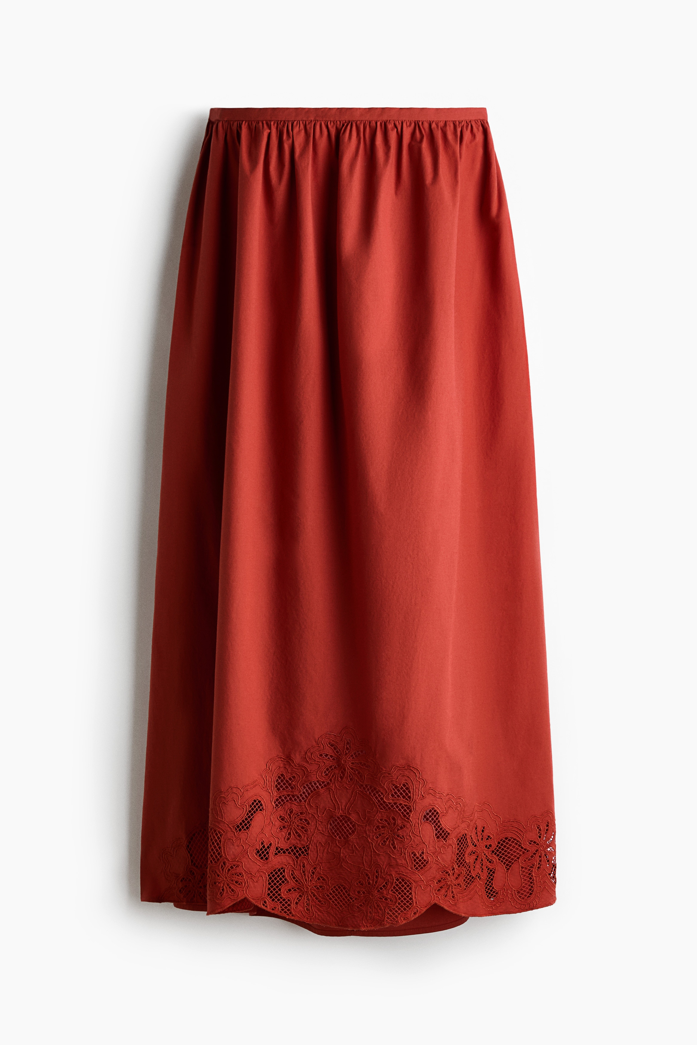 Broderie anglaise cotton skirt - Red
