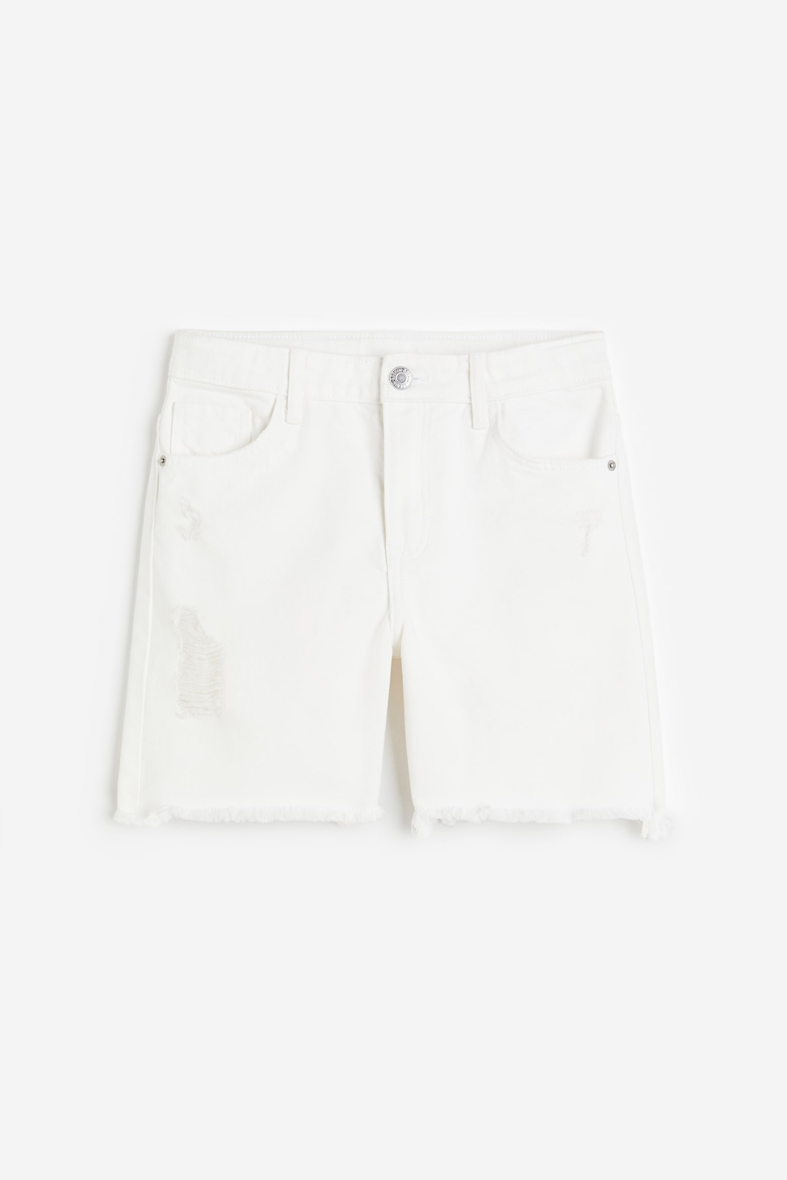 Relaxed Fit Denim Shorts - White - 1