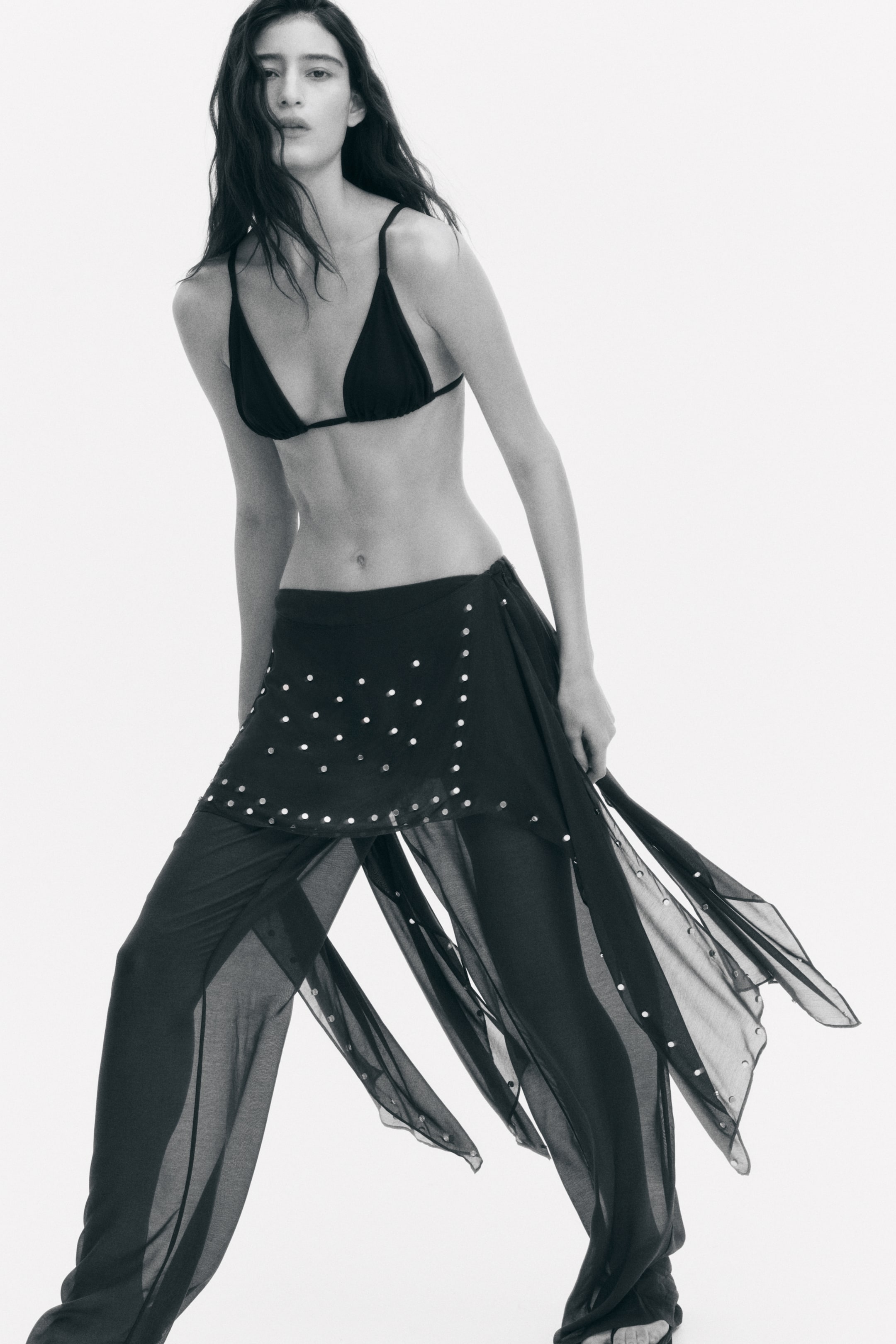 Studded Pants with Layered Skirt