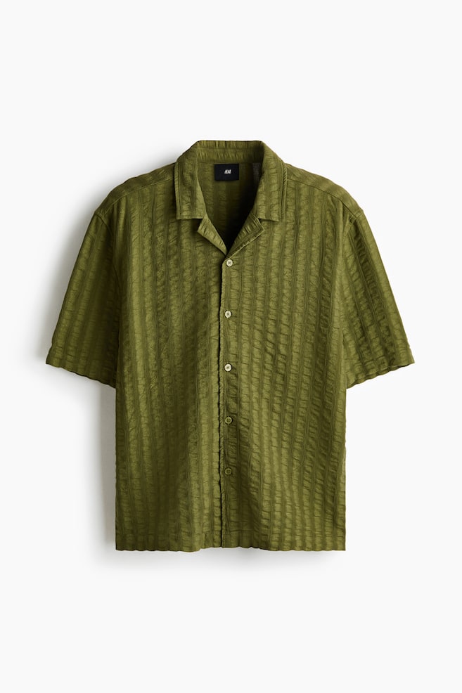 Relaxed Fit Textured resort shirt - Dark brown - 1
