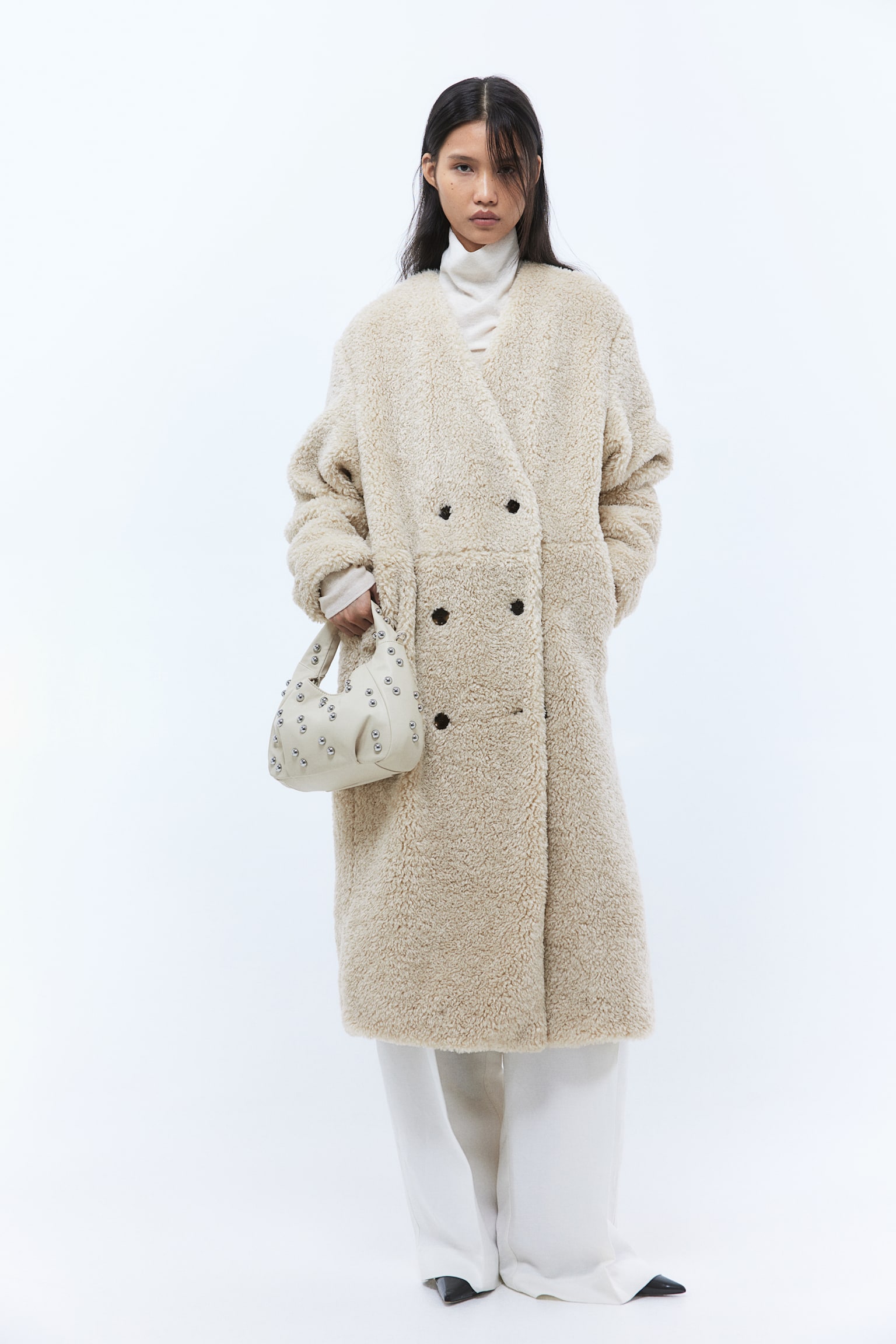 Teddy maxi coat - Light beige - 1