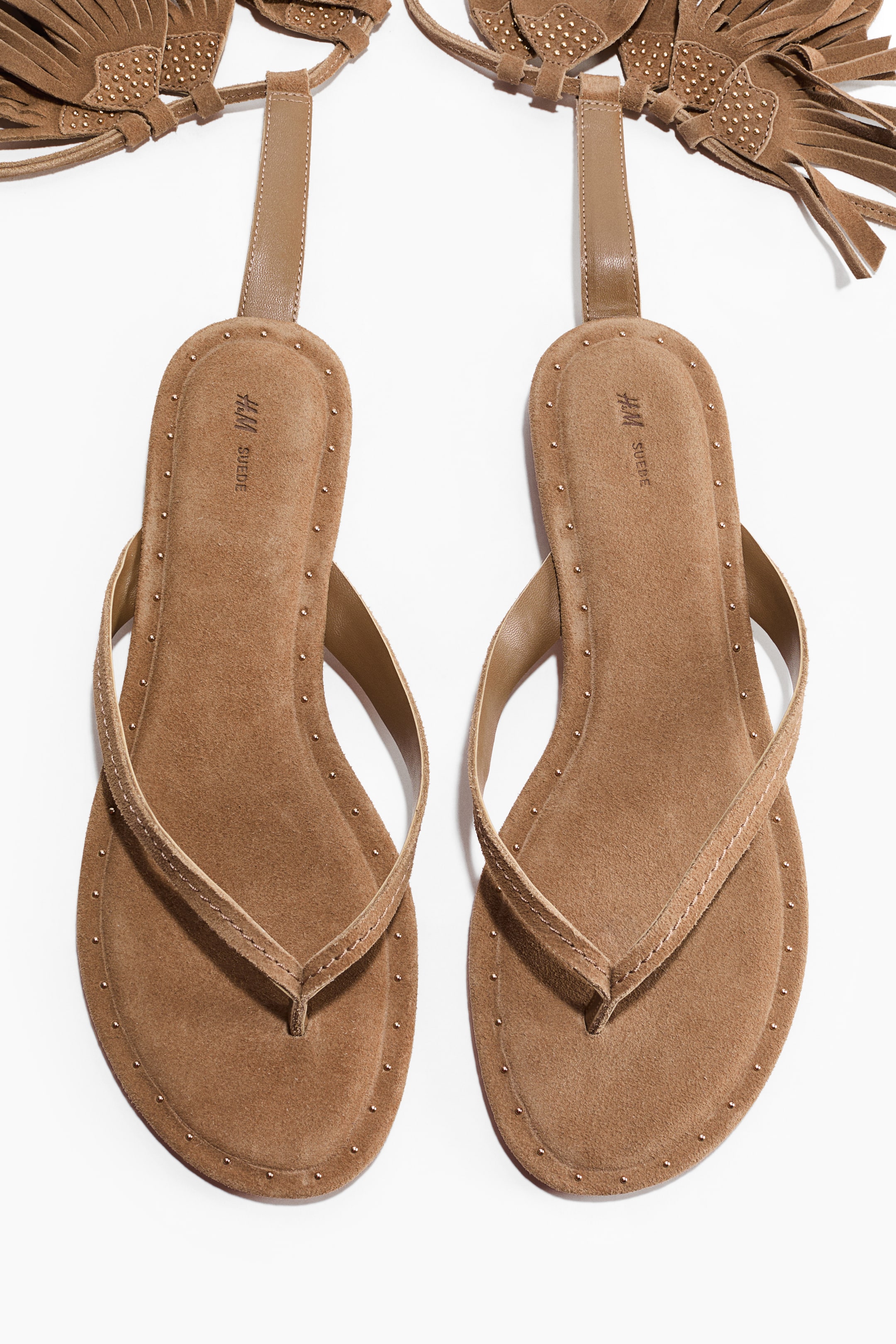 Sandales en daim à détail frangé