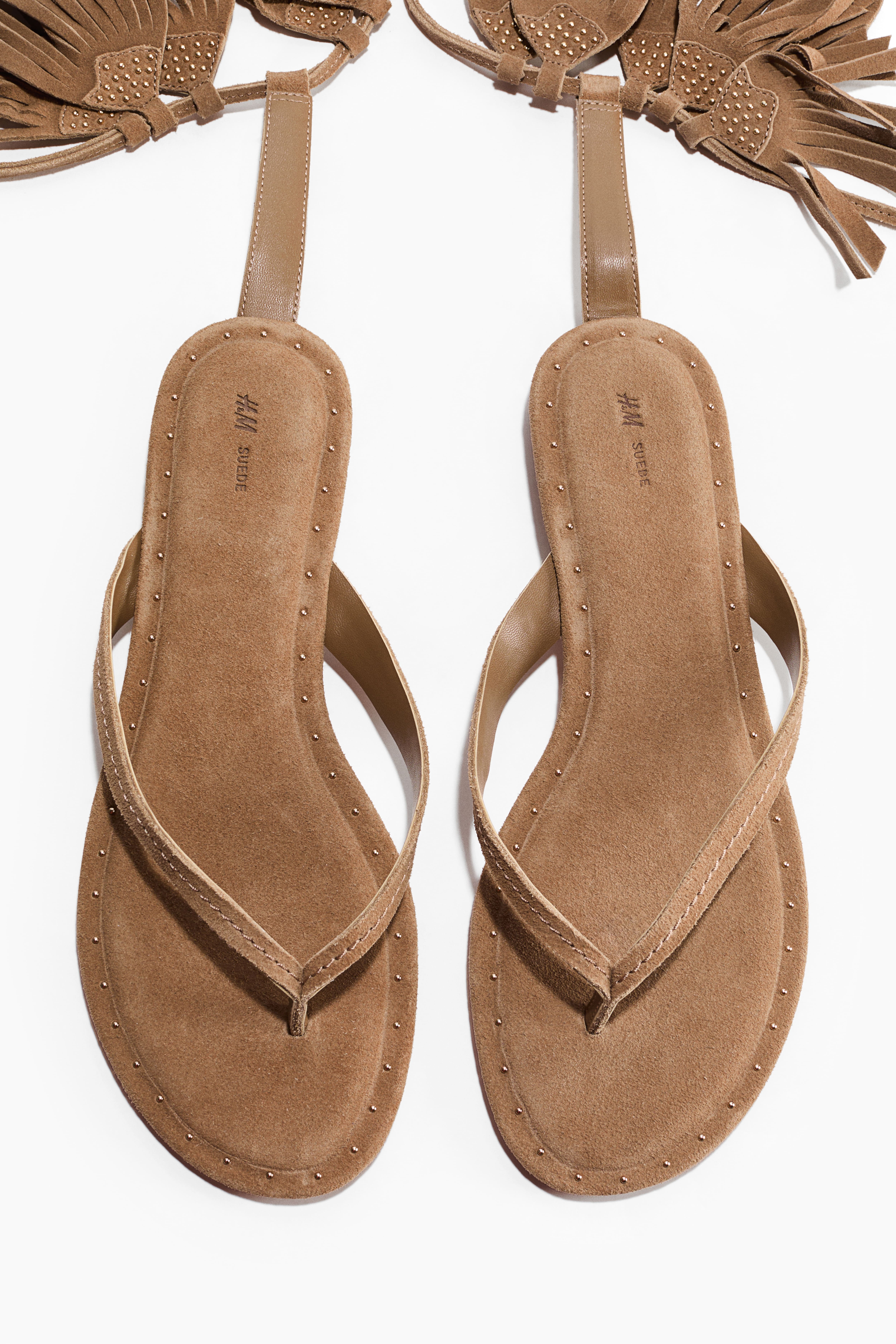 Fringed-Detail Suede Sandals