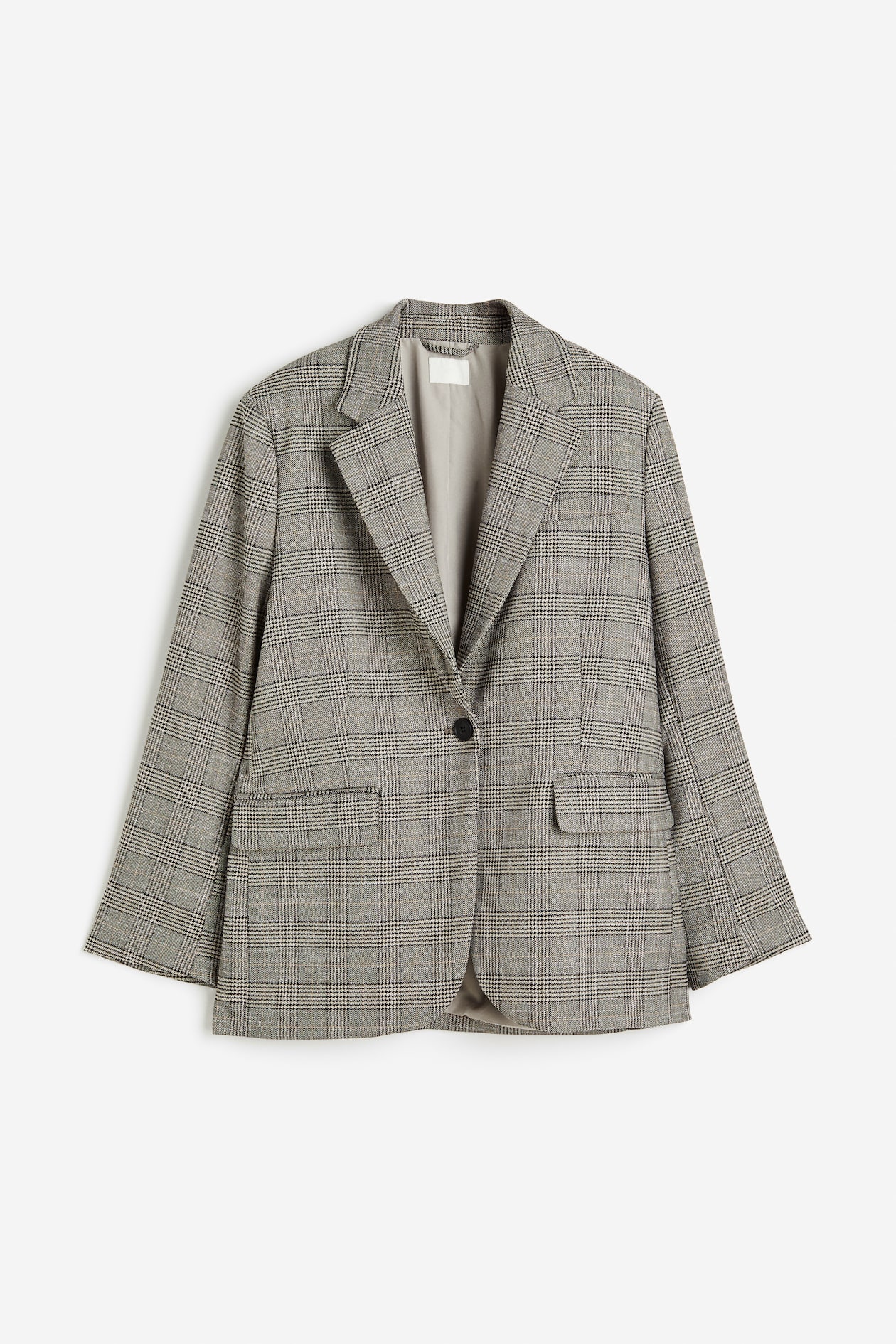 Oversized blazer Beige/Checked Ladies H&M