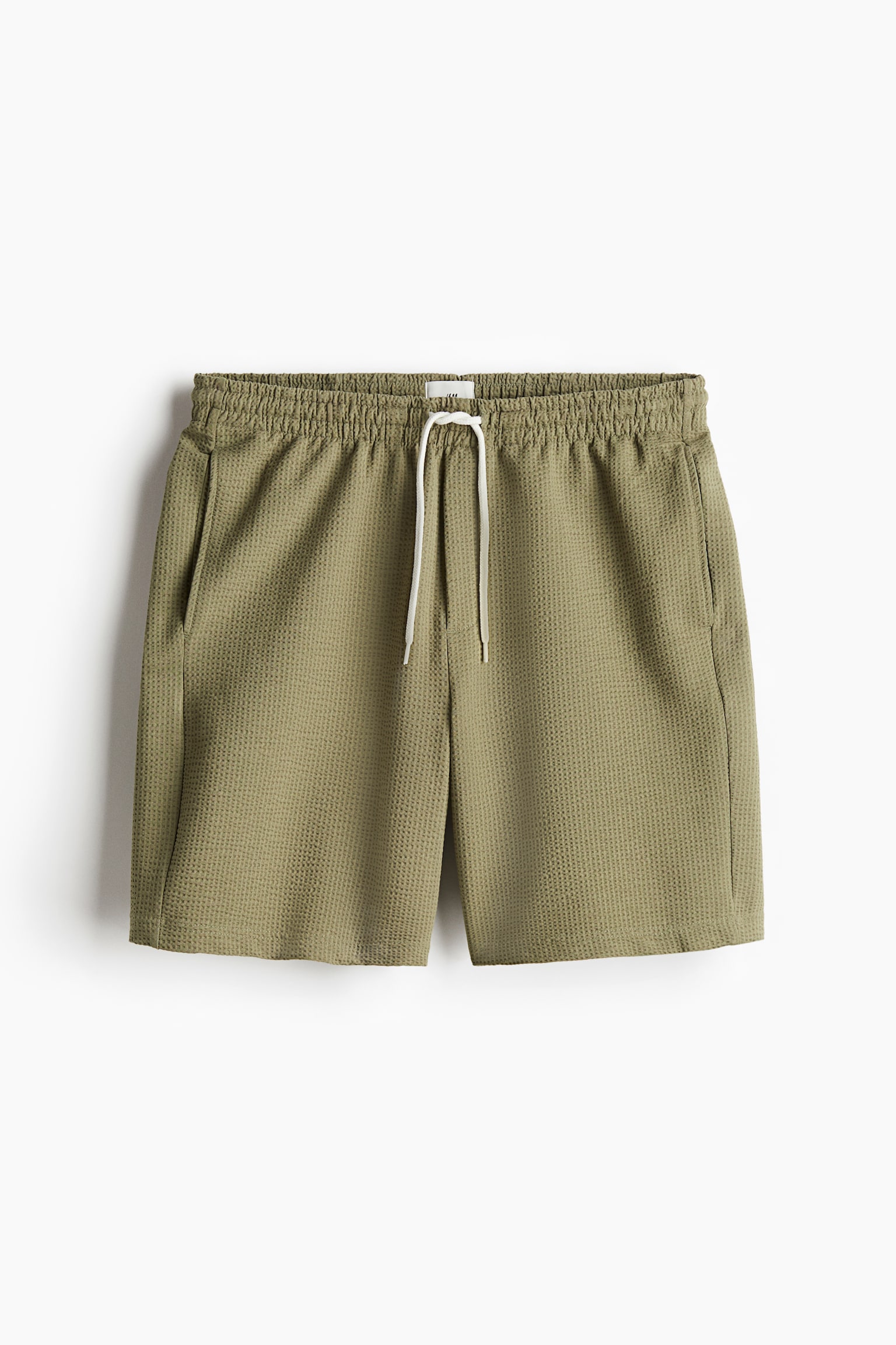 Regular Fit Waffled Shorts - Khaki green/Navy blue - 2