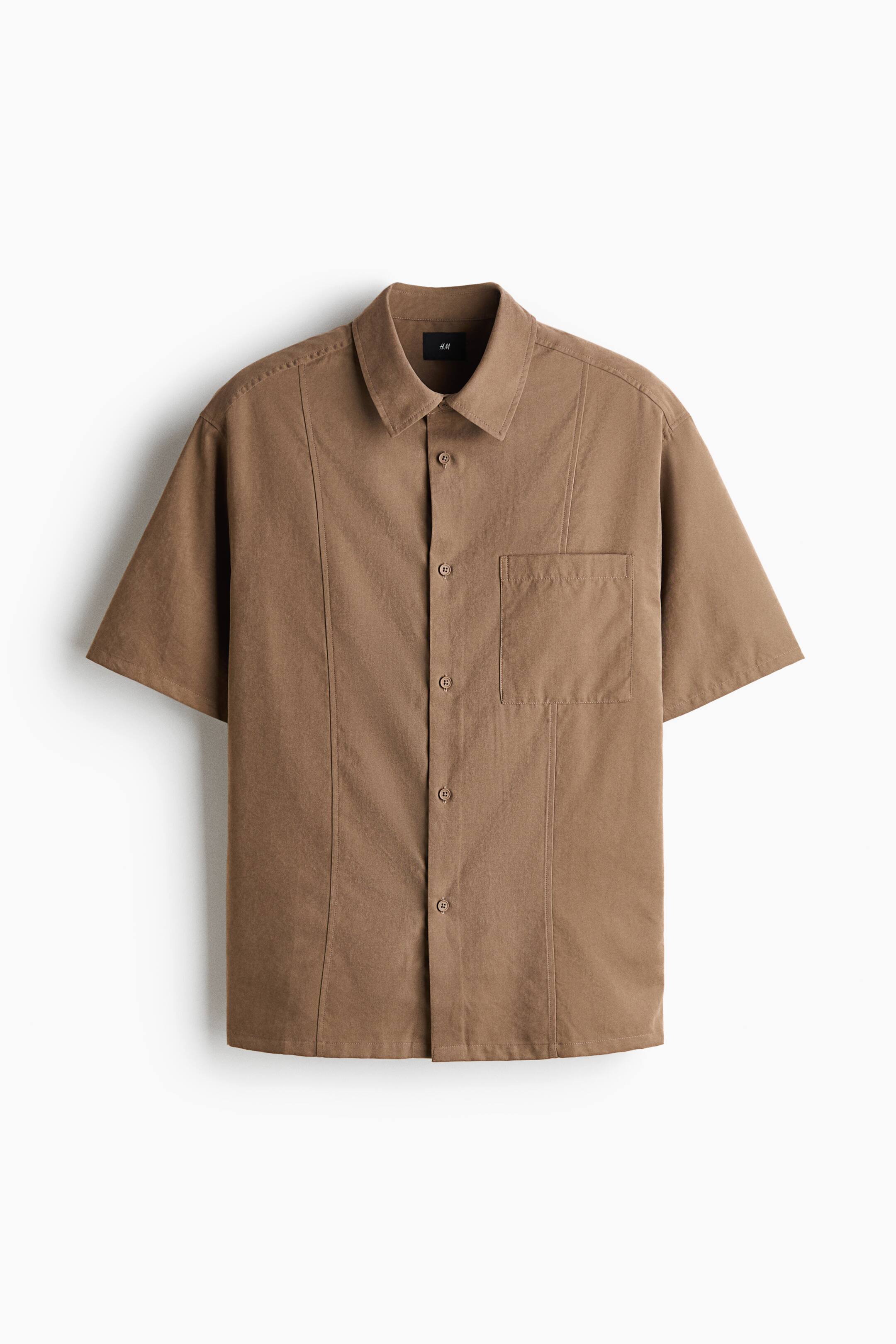 View larger image: Loose Fit Short-sleeved twill shirt - Mole - Men | H&M 1