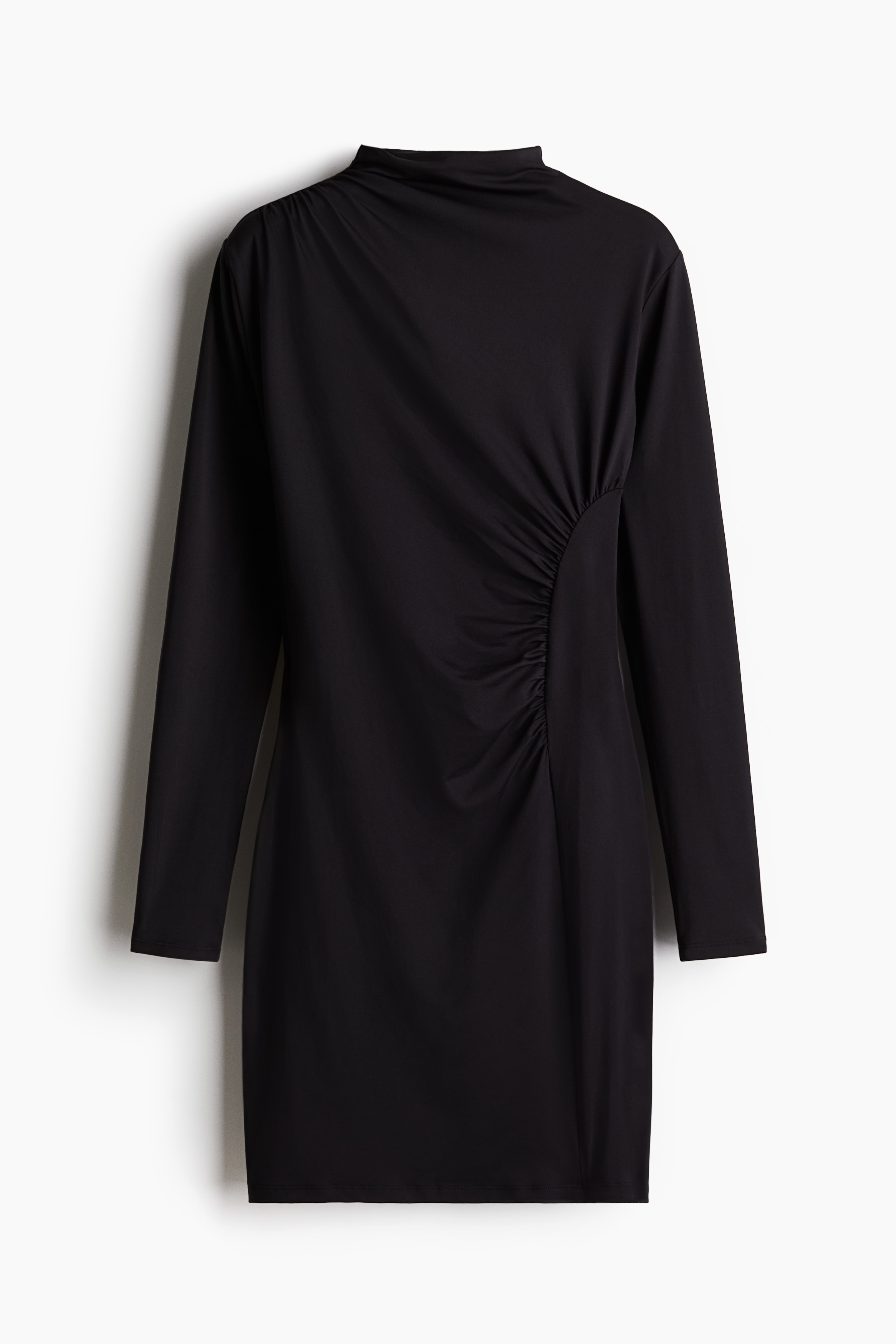 Draped Bodycon Dress - Black/Dark brown/leopard print