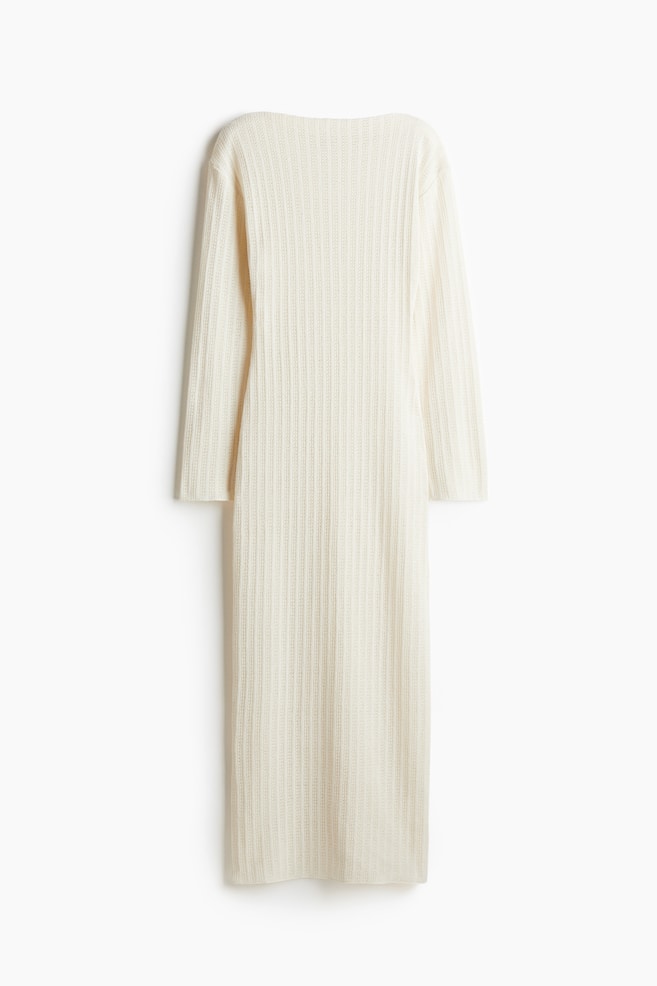 Hole-patterned maxi dress - Cream/Black - 1