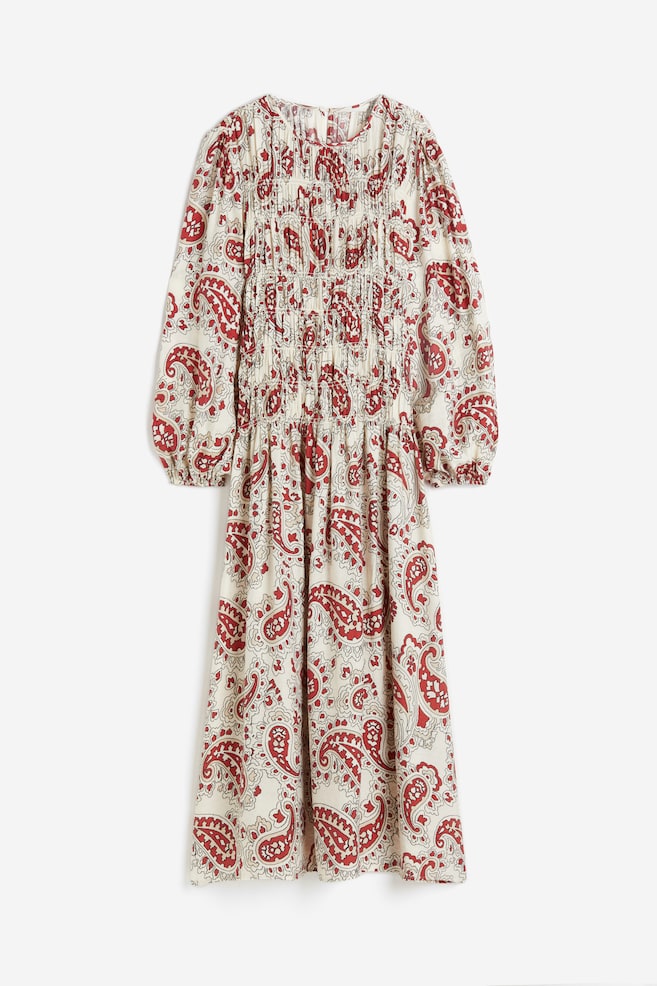 Smock-topped dress - White/Paisley-patterned - 2