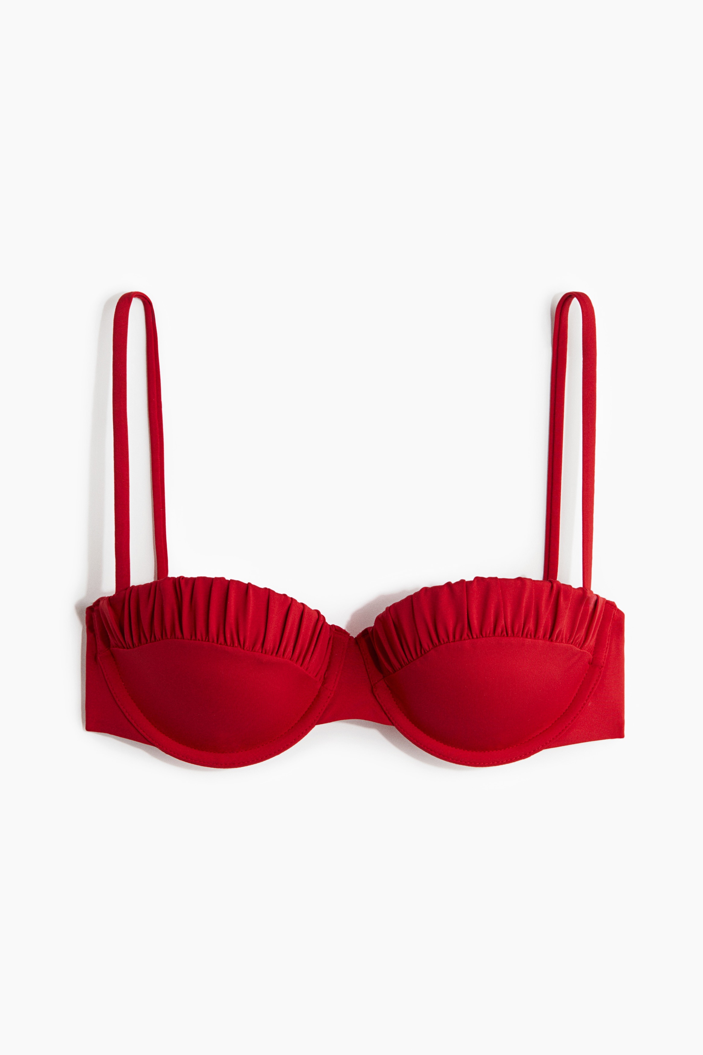 Padded Balconette Bikini Top - Red/Navy blue