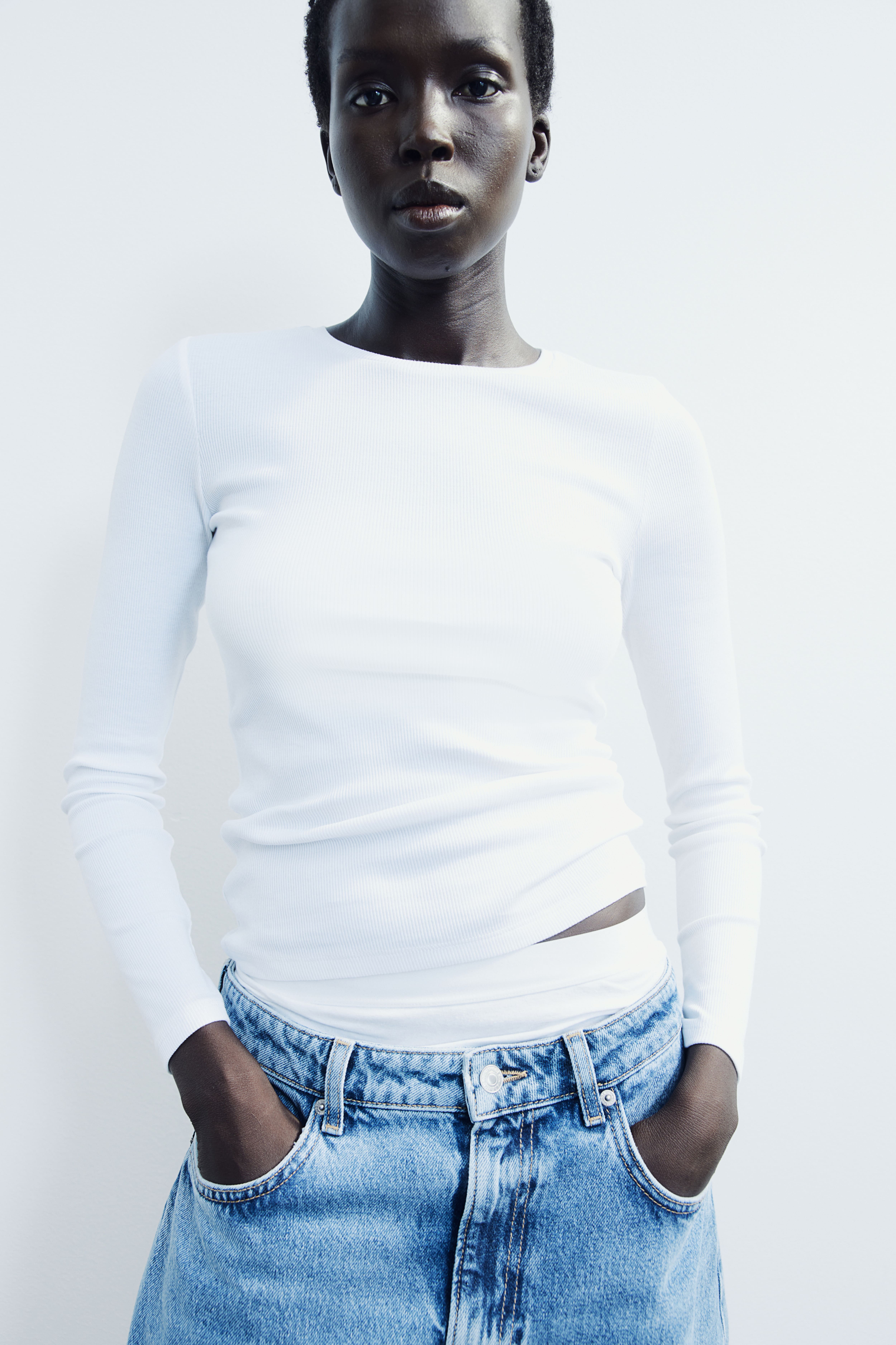 H&m white ribbed top hotsell