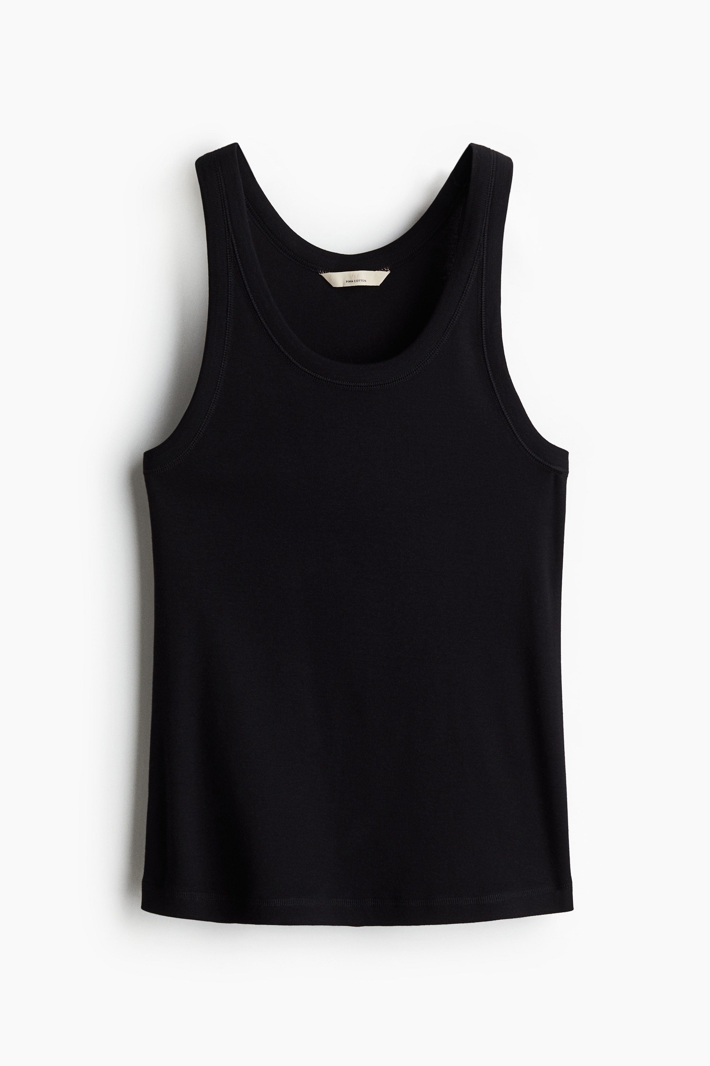 Pima Cotton Tank Top - Black/Light beige