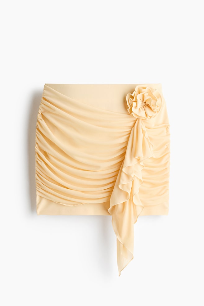 Minifalda con detalle floral - Amarillo claro/Marrón oscuro - 1