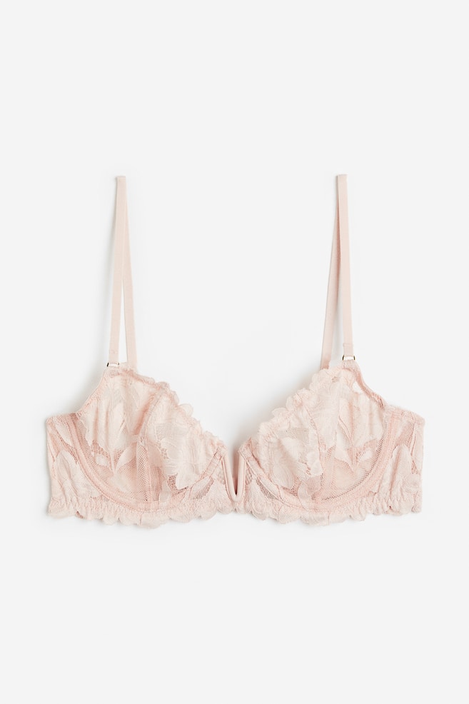 Non-padded underwired lace bra - Light pink/Black/Coral/White - 2